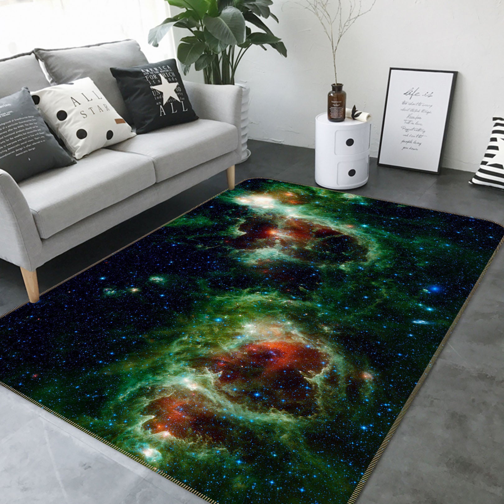 3D Green Starry 31136 Non Slip Rug Mat