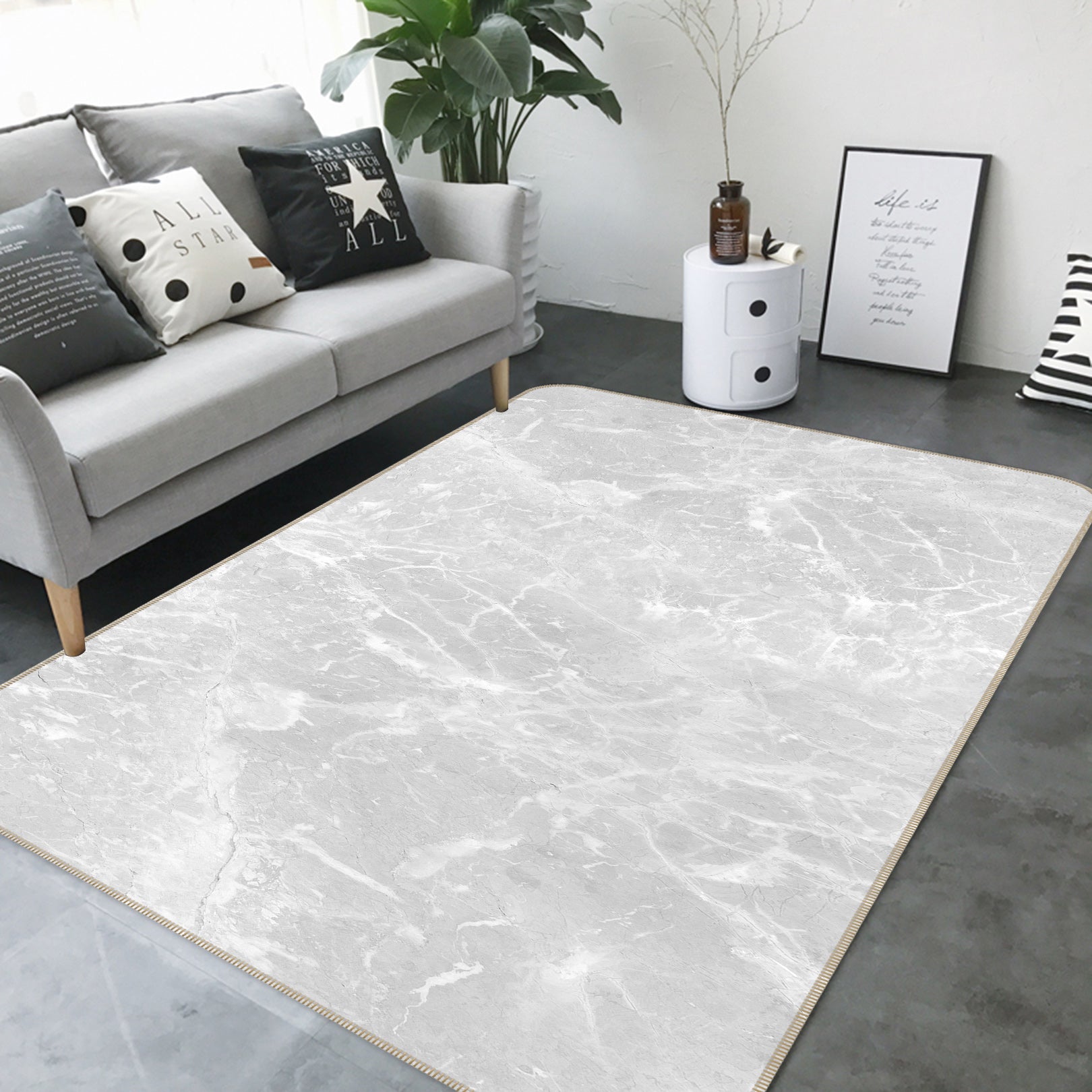 3D White Texture 26229 Non Slip Rug Mat