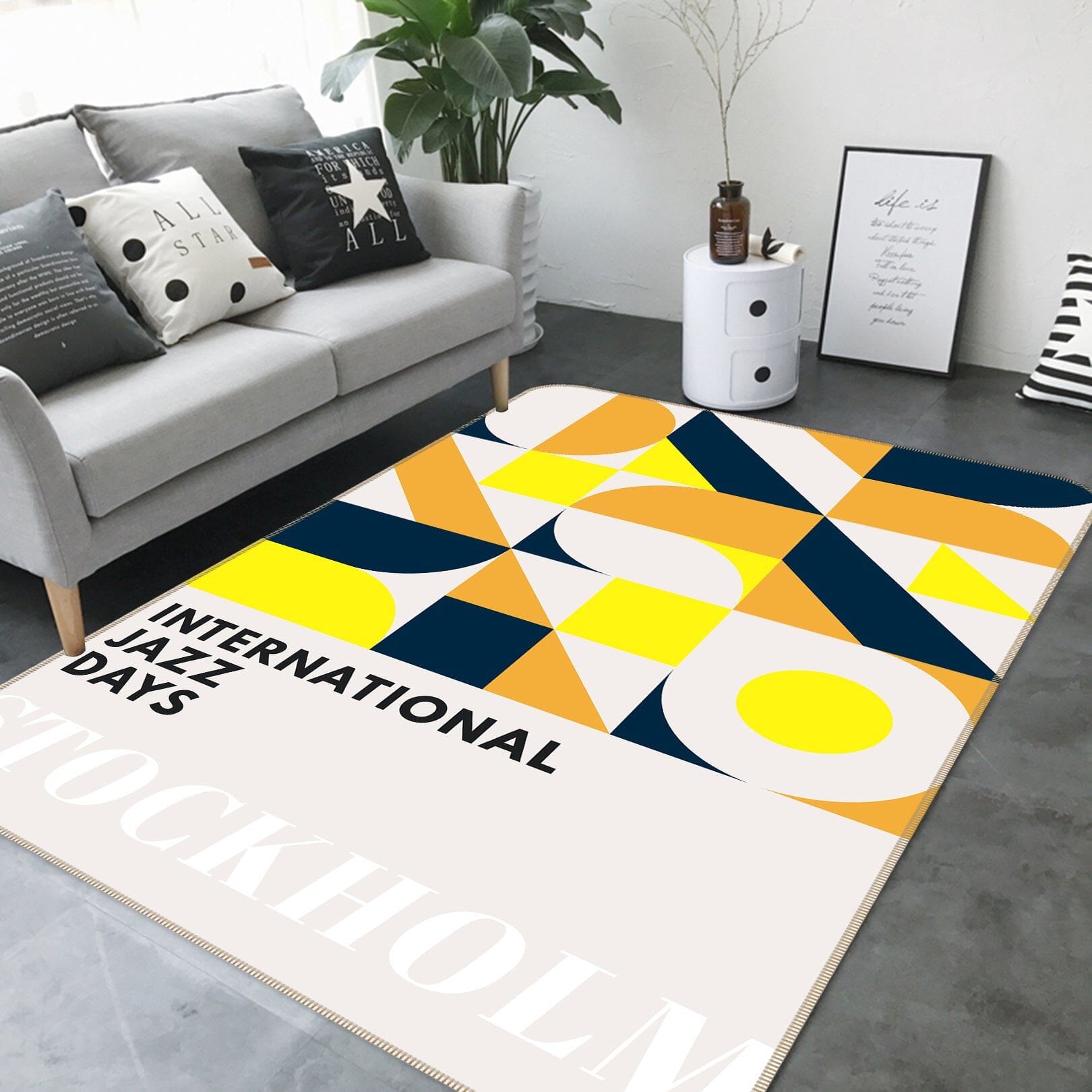 3D Yellow Semicircle Pattern 1064 Boris Draschoff Rug Non Slip Rug Mat Mat AJ Creativity Home 