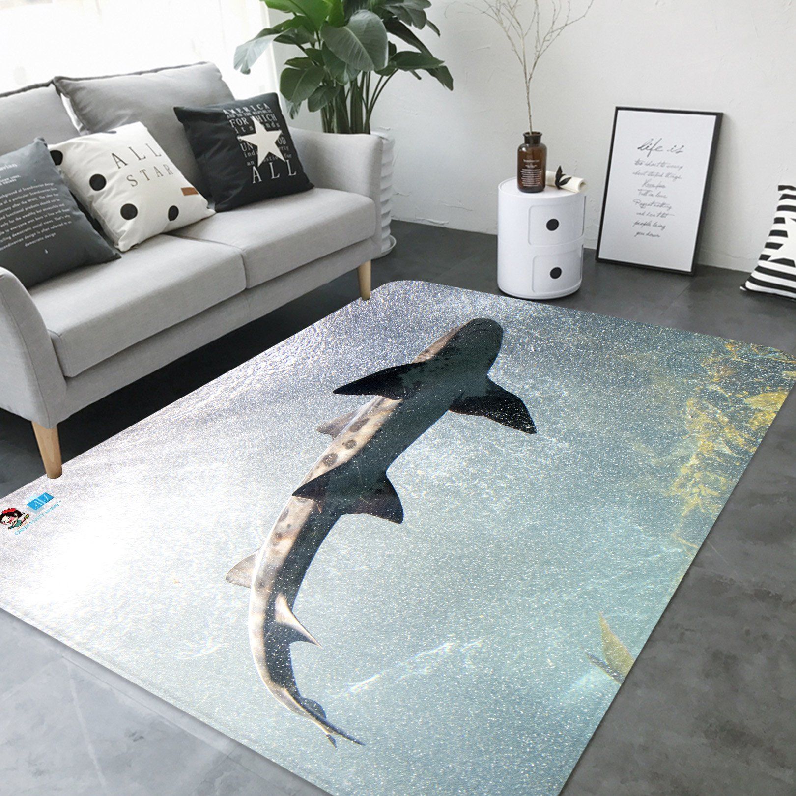 3D Shark 5129 Non Slip Rug Mat Mat AJ Creativity Home 