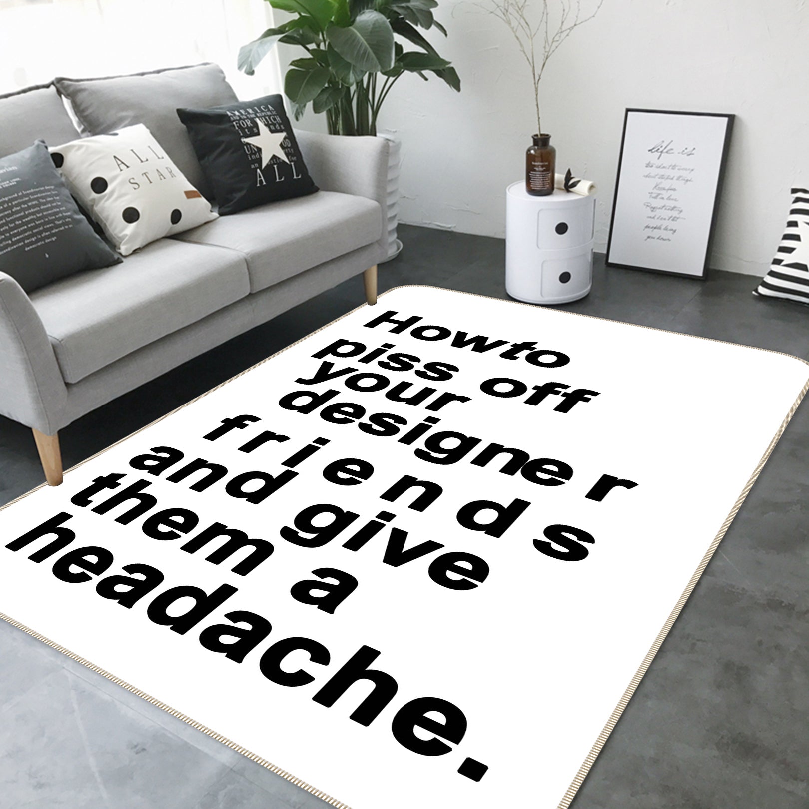 3D The Headache White 1122 Boris Draschoff Rug Non Slip Rug Mat