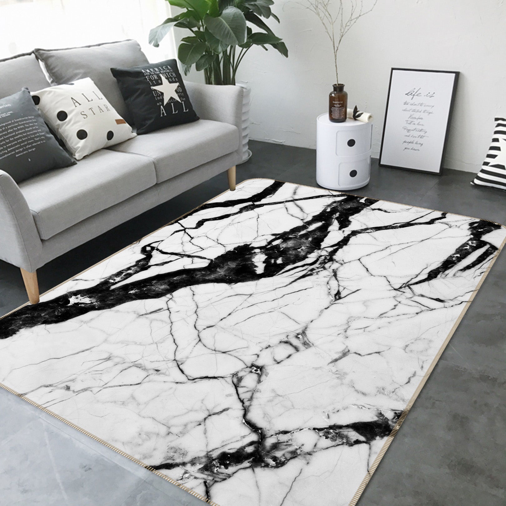 3D Marble Pattern 29197 Non Slip Rug Mat