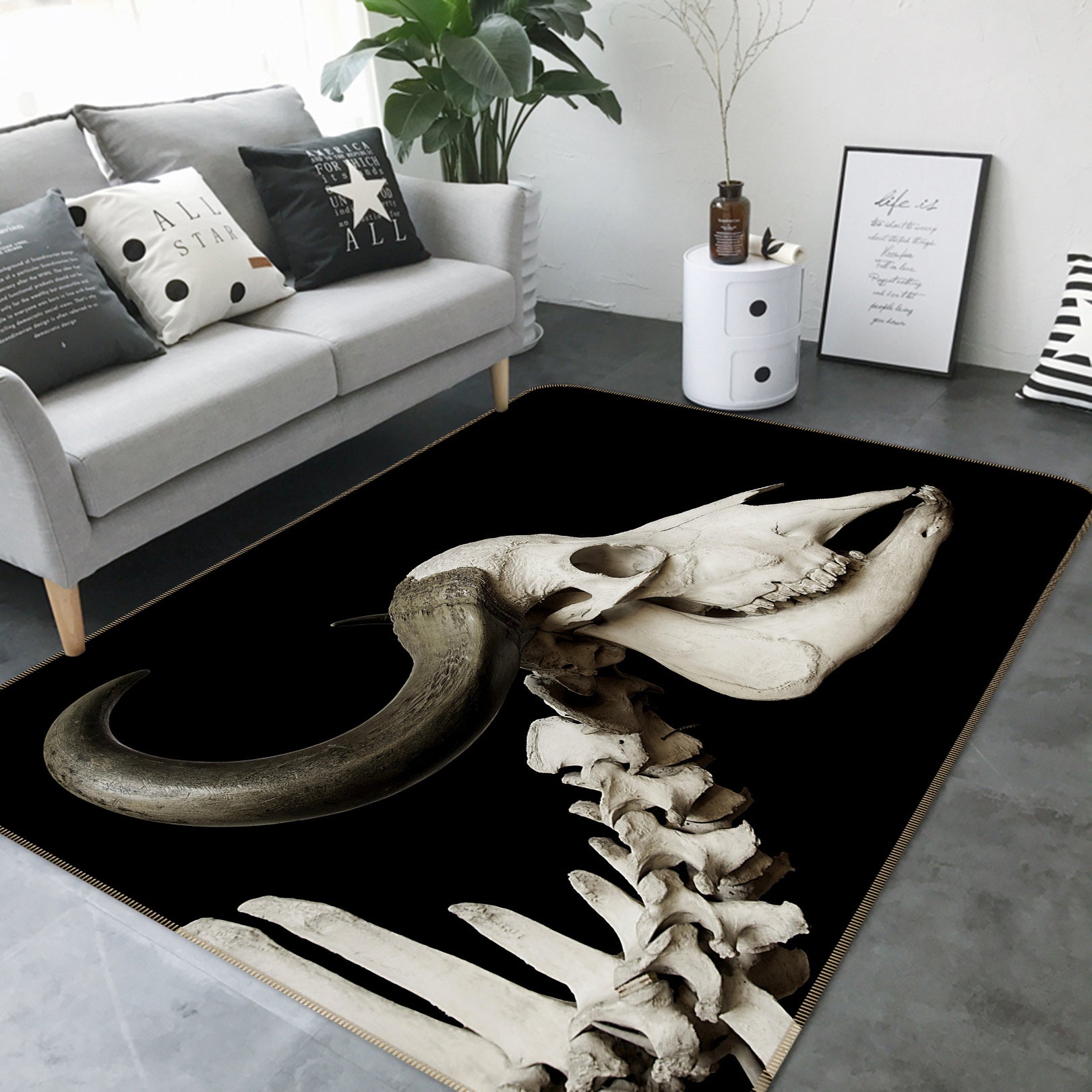3D Cattle Skull 030 Animal Non Slip Rug Mat
