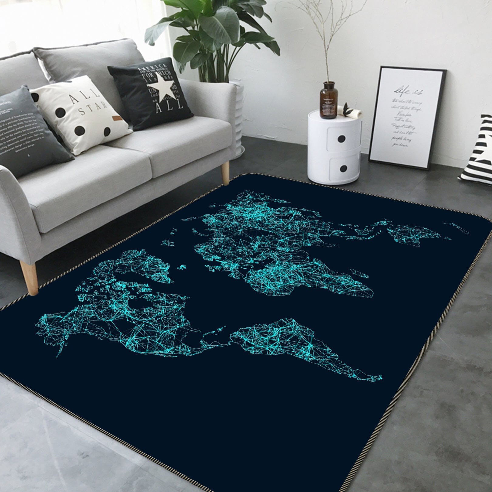 3D Night World 323 World Map Non Slip Rug Mat Mat AJ Creativity Home 