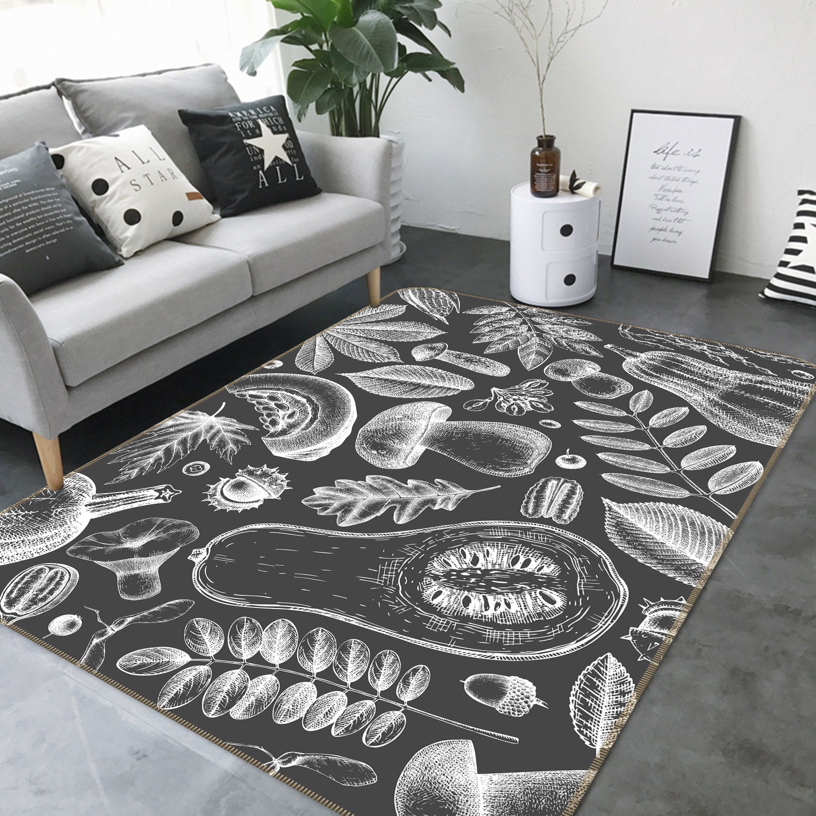 3D Vegetable Leaves 30158 Non Slip Rug Mat