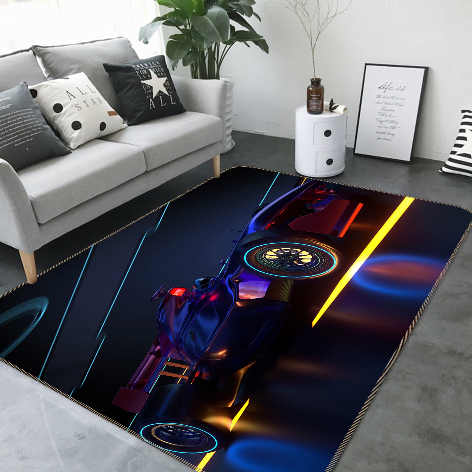 3D Color Light Car 68032 Vehicle Non Slip Rug Mat