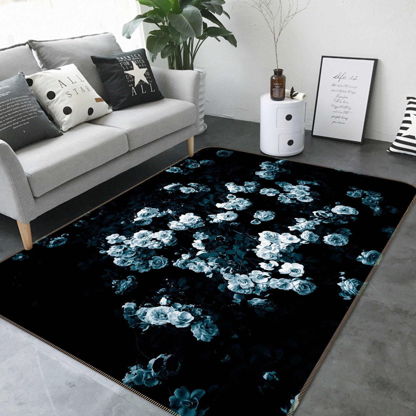 3D Valentine Rose 1007 Noirblanc777 Rug Non Slip Rug Mat Mat AJ Creativity Home 