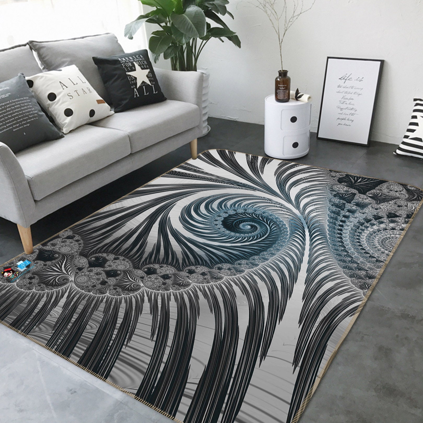 3D Spiral Pattern 83042 Andrea haase Rug Non Slip Rug Mat