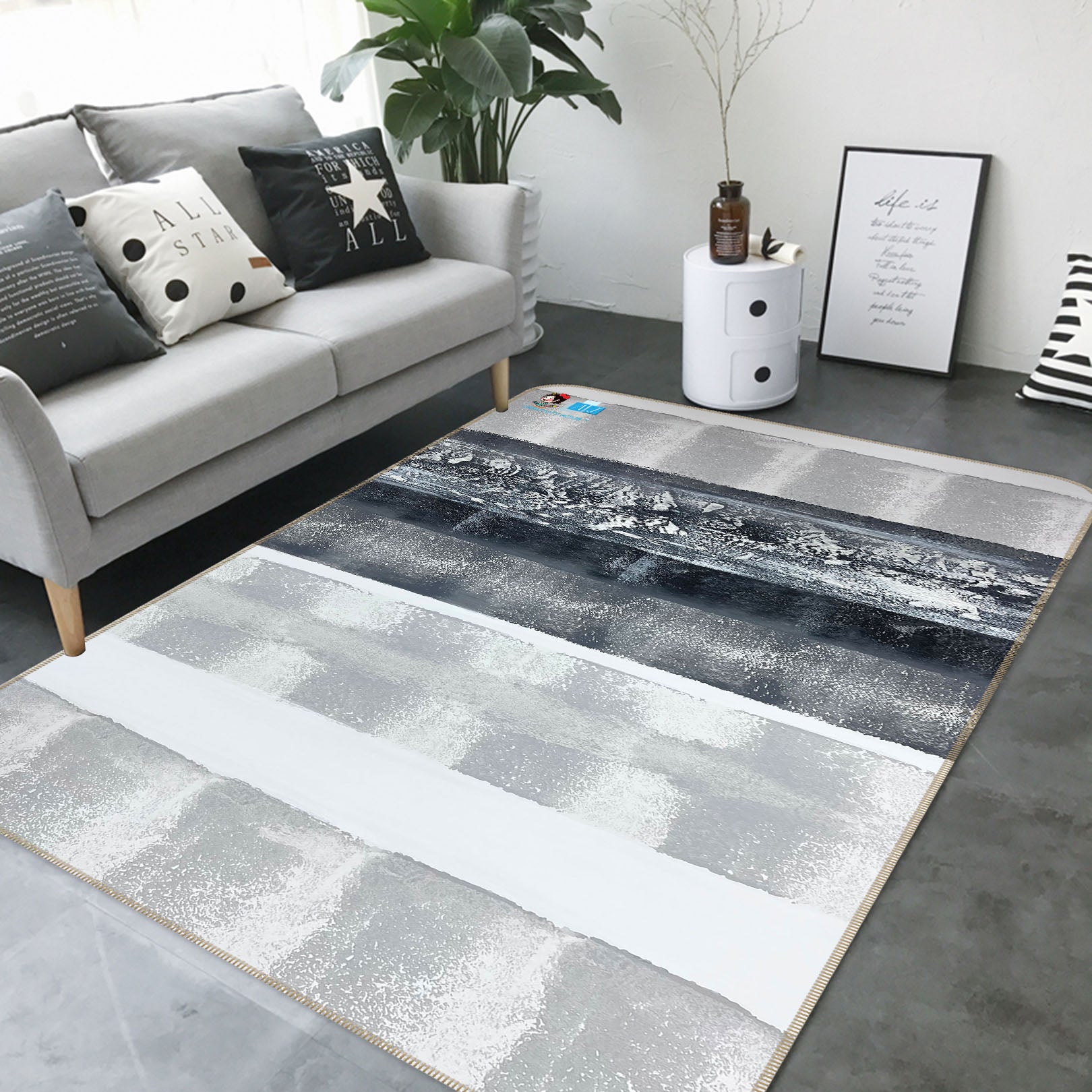 3D Black Pattern 3052 Skromova Marina Rug Non Slip Rug Mat