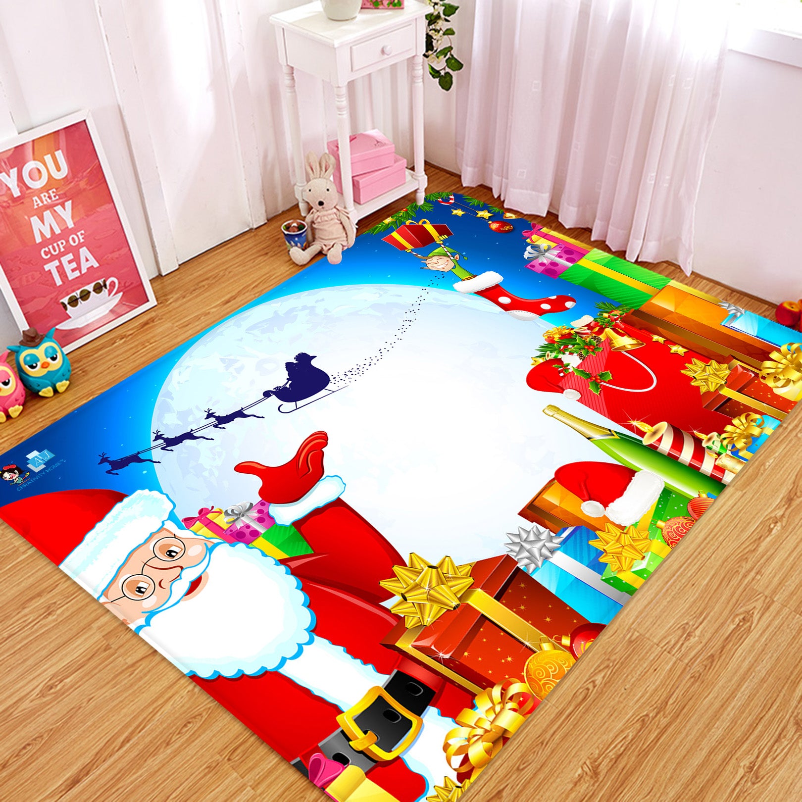 3D Santa Gift 65199 Christmas Non Slip Rug Mat Xmas