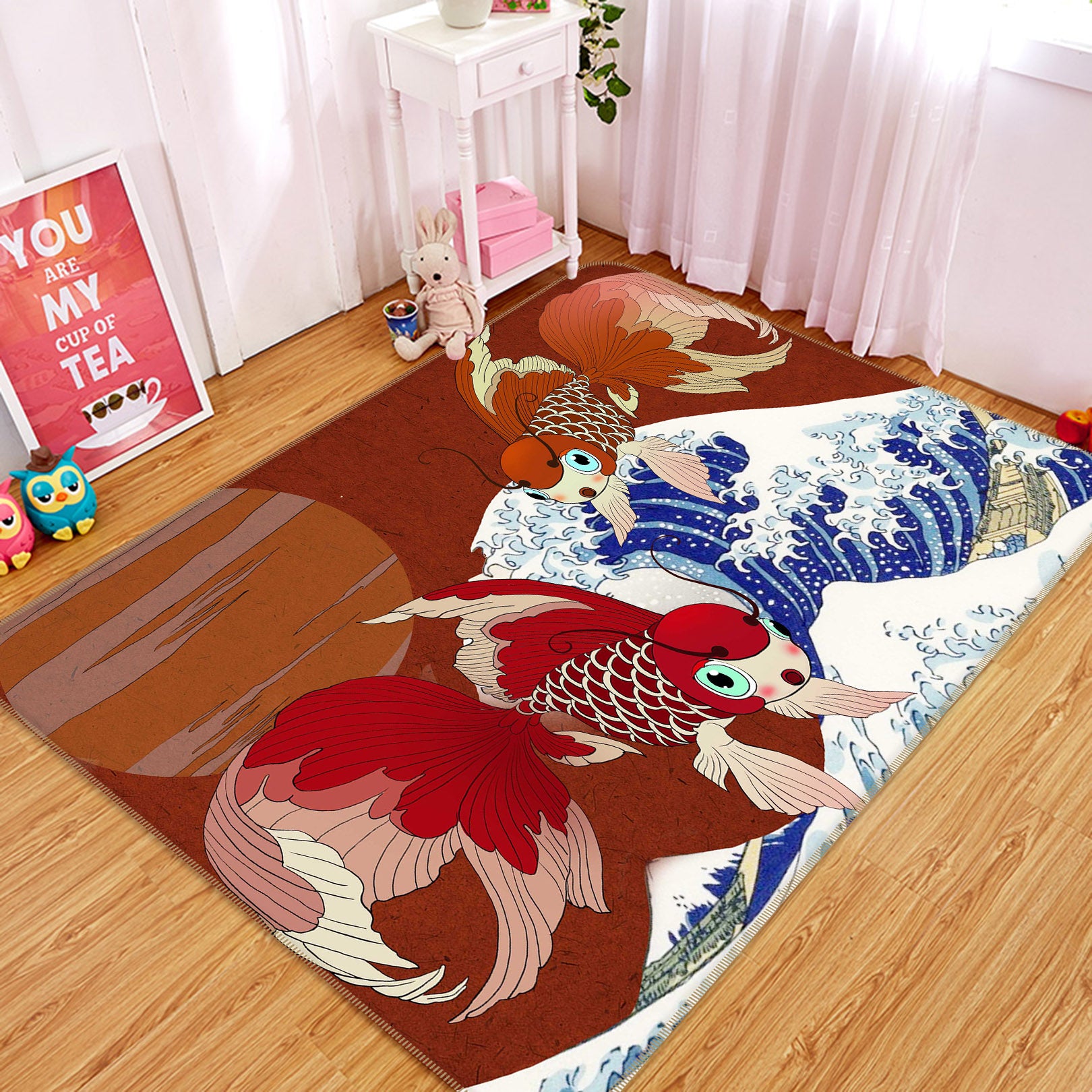 3D Goldfish Waves 65154 Non Slip Rug Mat