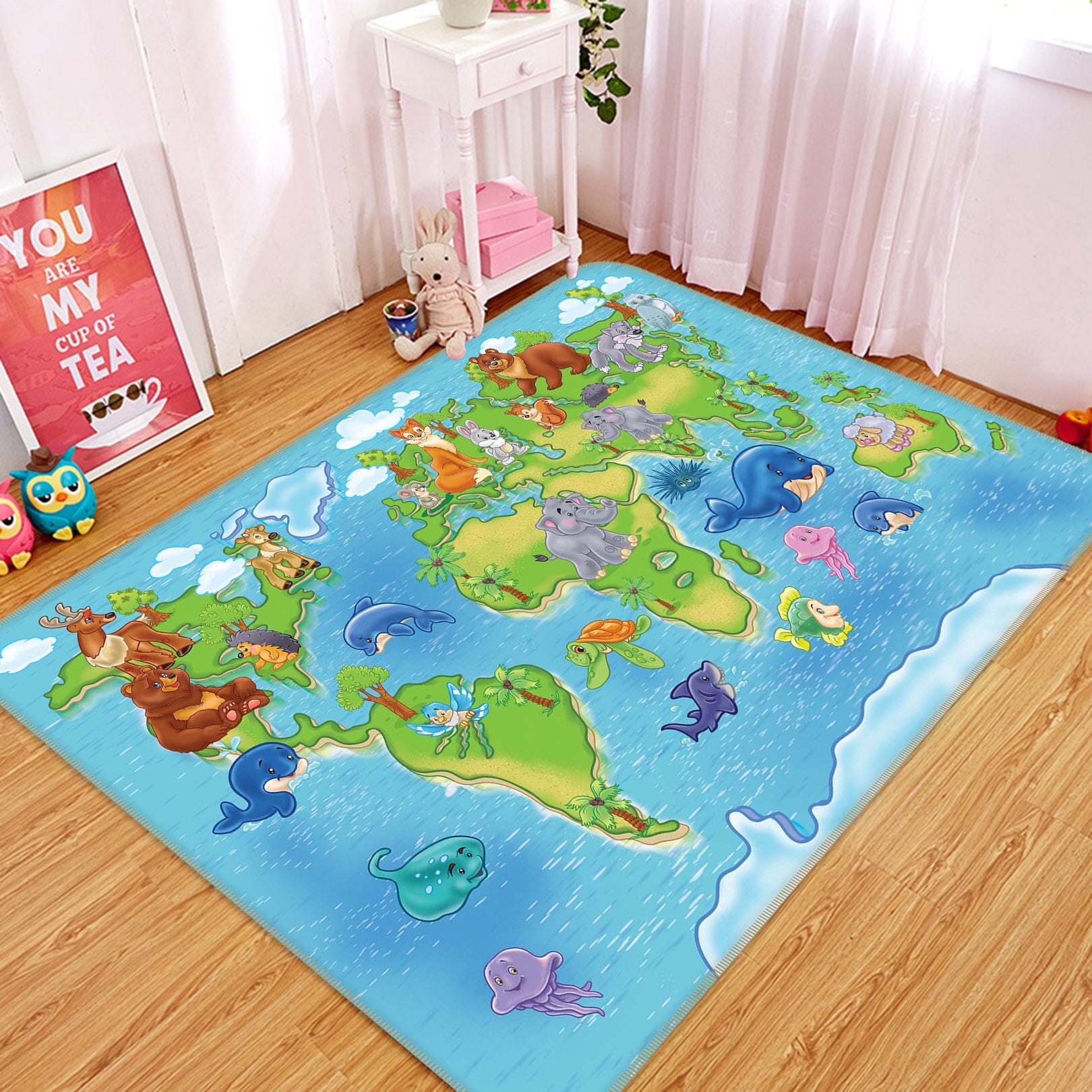 3D Living Land 231 World Map Non Slip Rug Mat Mat AJ Creativity Home 