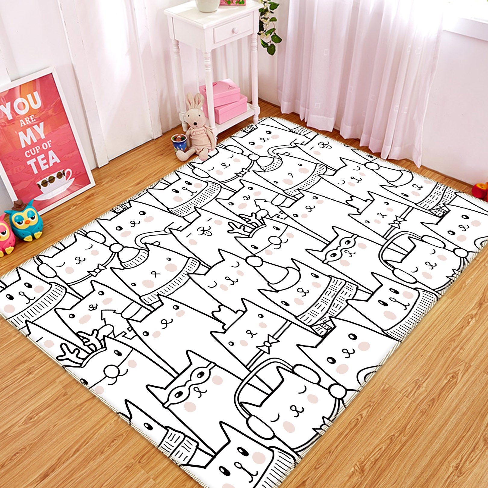 3D Cat Pattern 35039 Non Slip Rug Mat