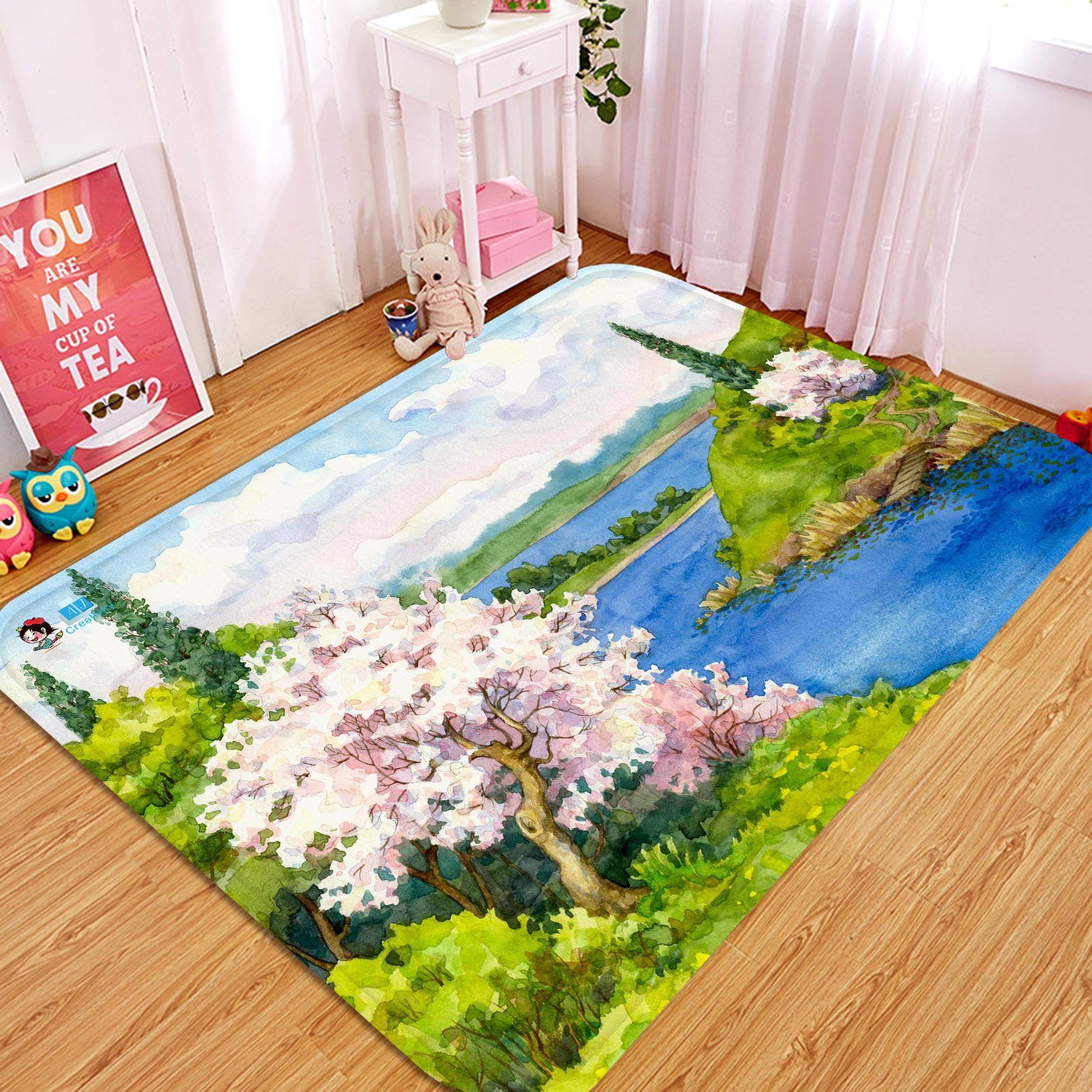 3D Watercolor Scenery 128 Non Slip Rug Mat Mat AJ Creativity Home 