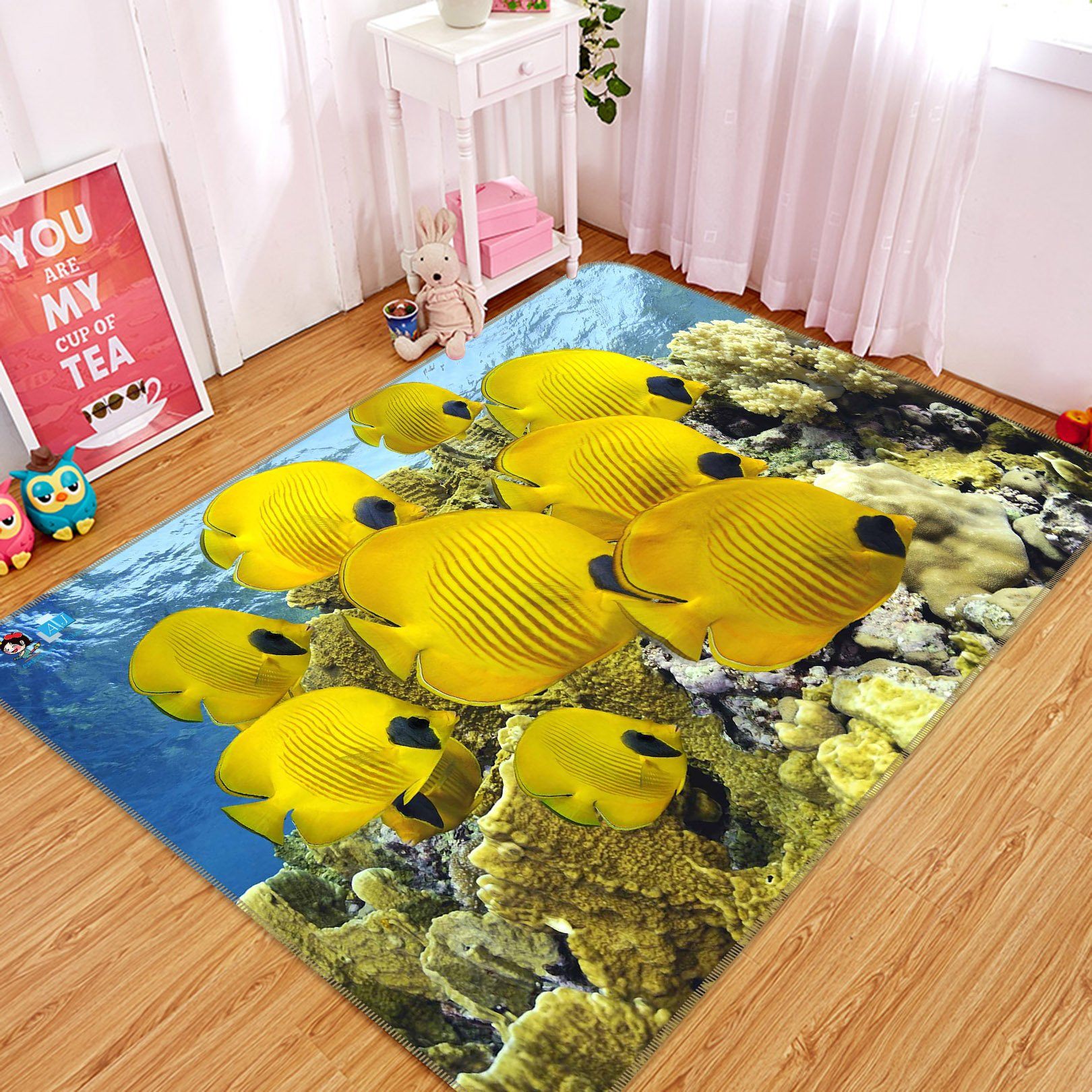 3D Ocean Yellow Fishes 242 Non Slip Rug Mat Mat AJ Creativity Home 