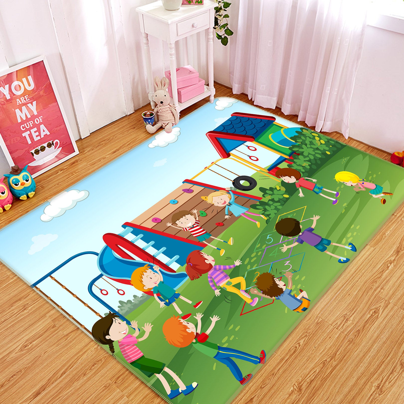 3D Kids Playing 36095 Non Slip Rug Mat