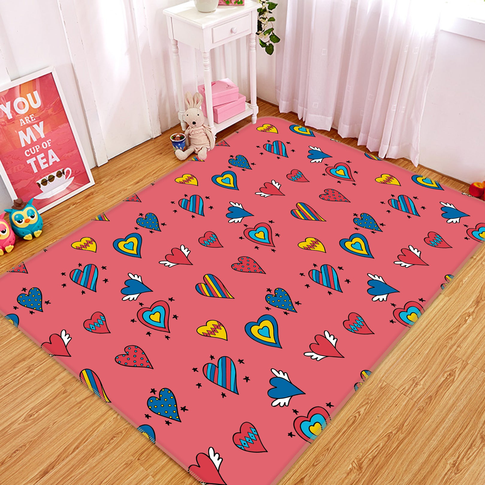 3D Heart Pattern 30093 Non Slip Rug Mat