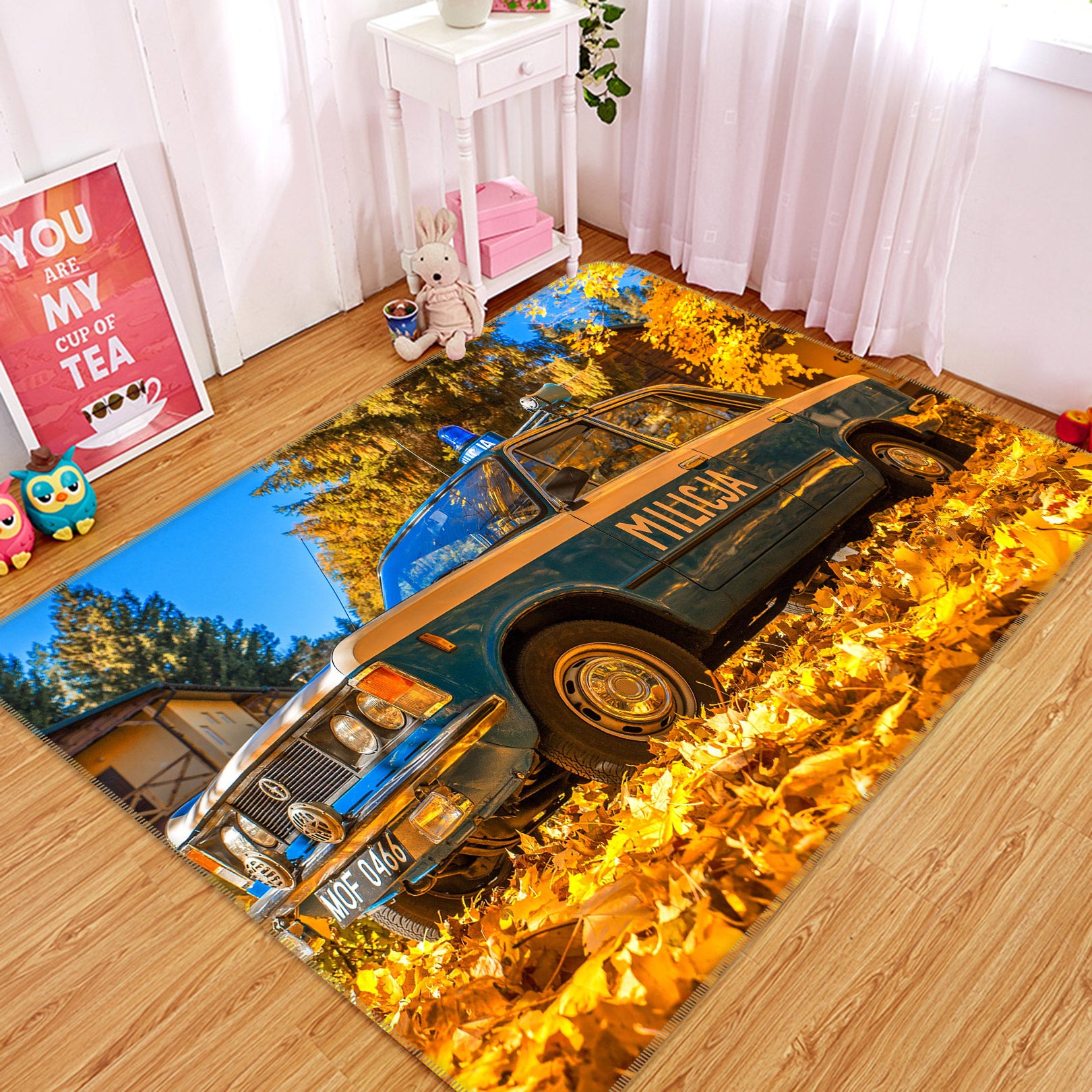 3D Yellow Fallen Leaves Car 68031 Vehicle Non Slip Rug Mat