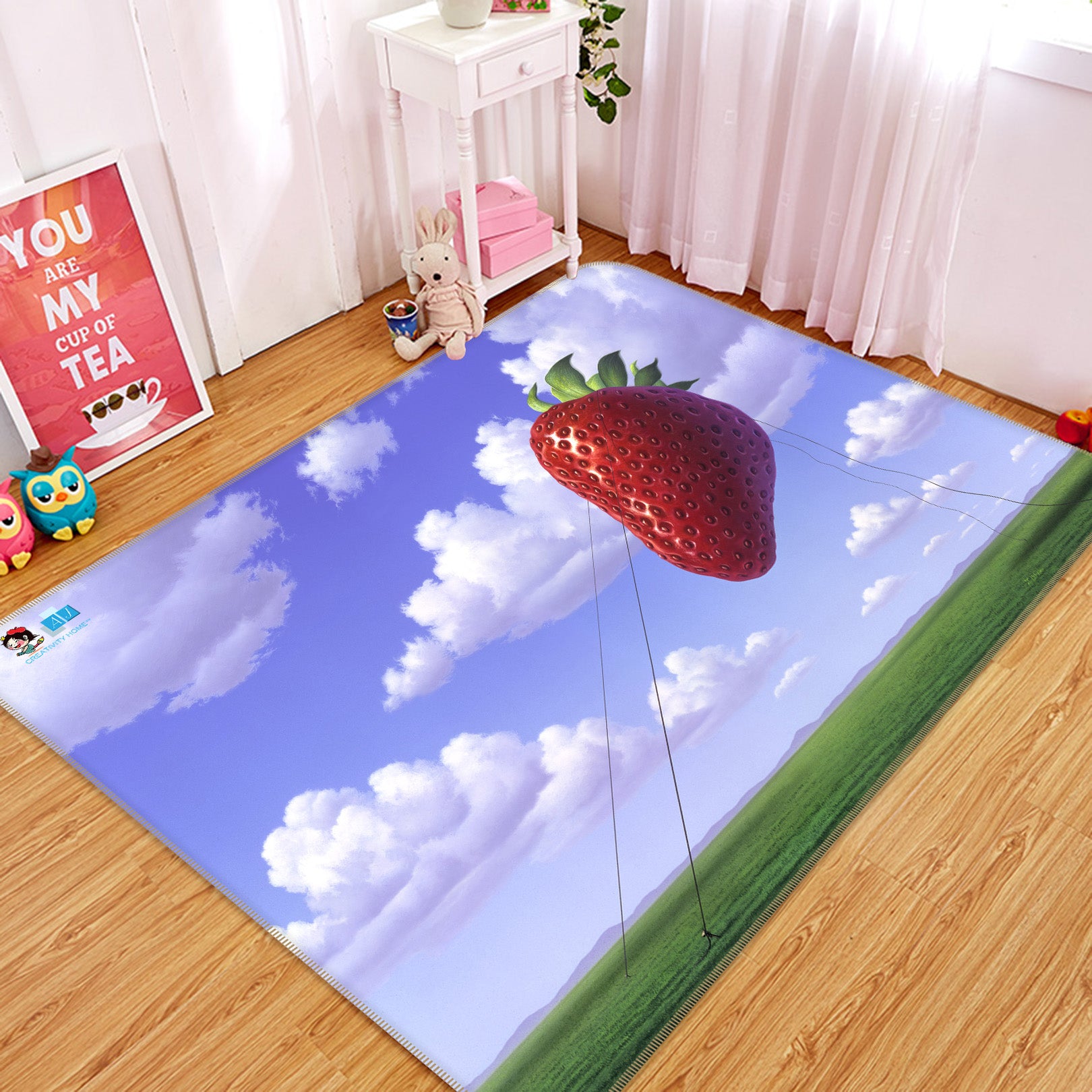 3D Sky Strawberry 85062 Jerry LoFaro Rug Non Slip Rug Mat