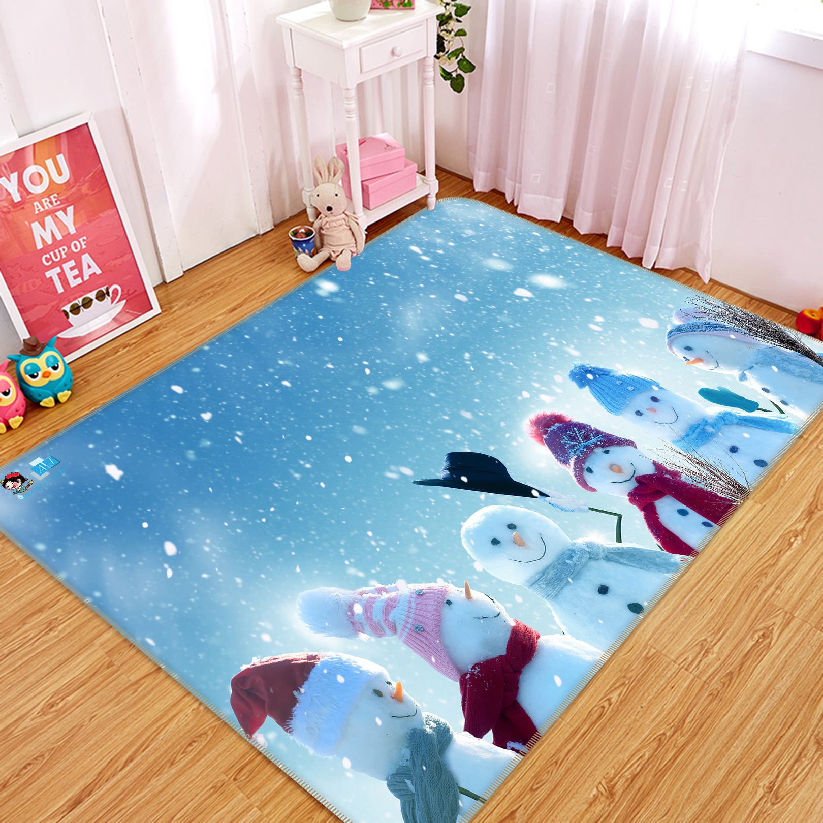 3D Snowman 54246 Christmas Non Slip Rug Mat Xmas