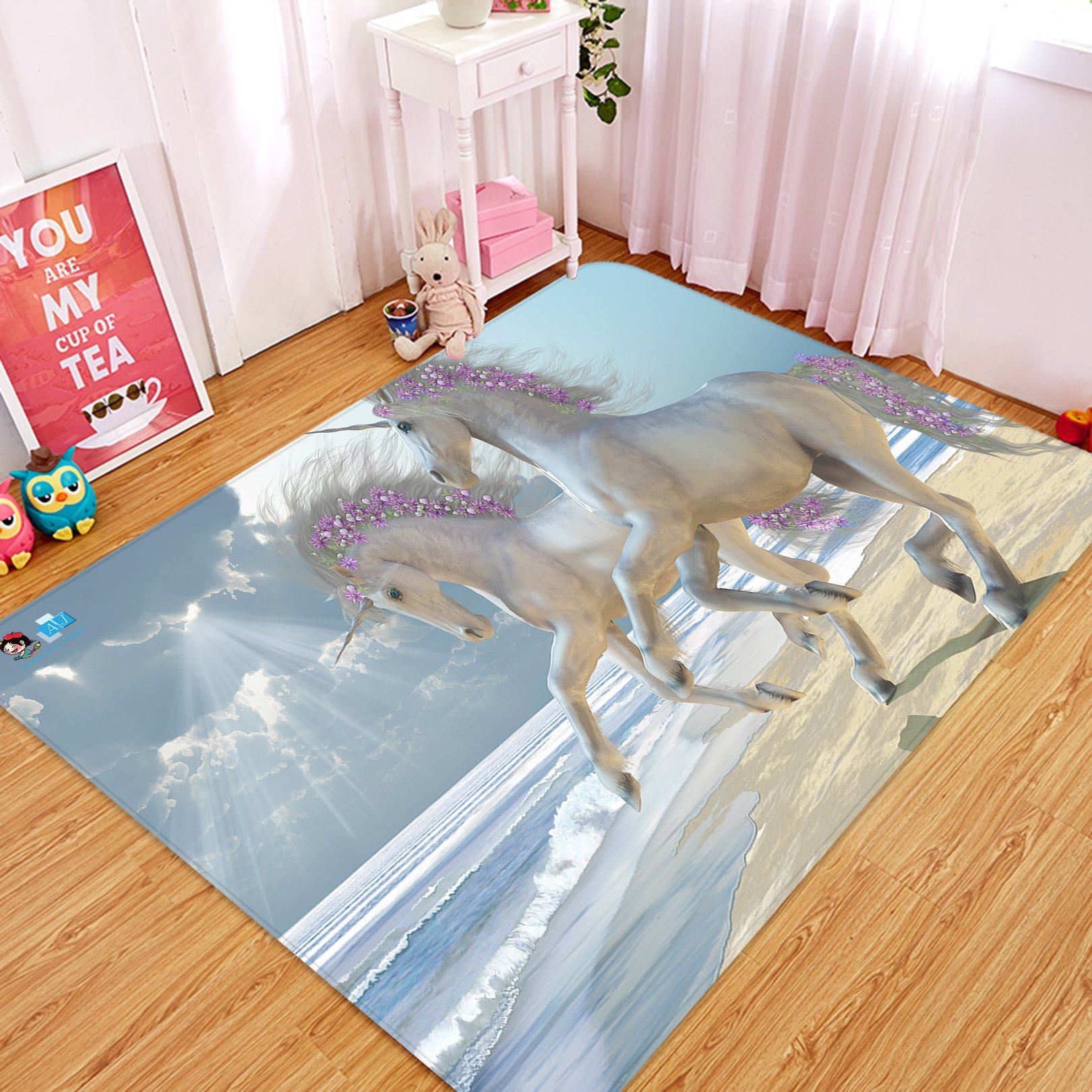 3D Flower Unicorn 35 Non Slip Rug Mat Mat AJ Creativity Home 