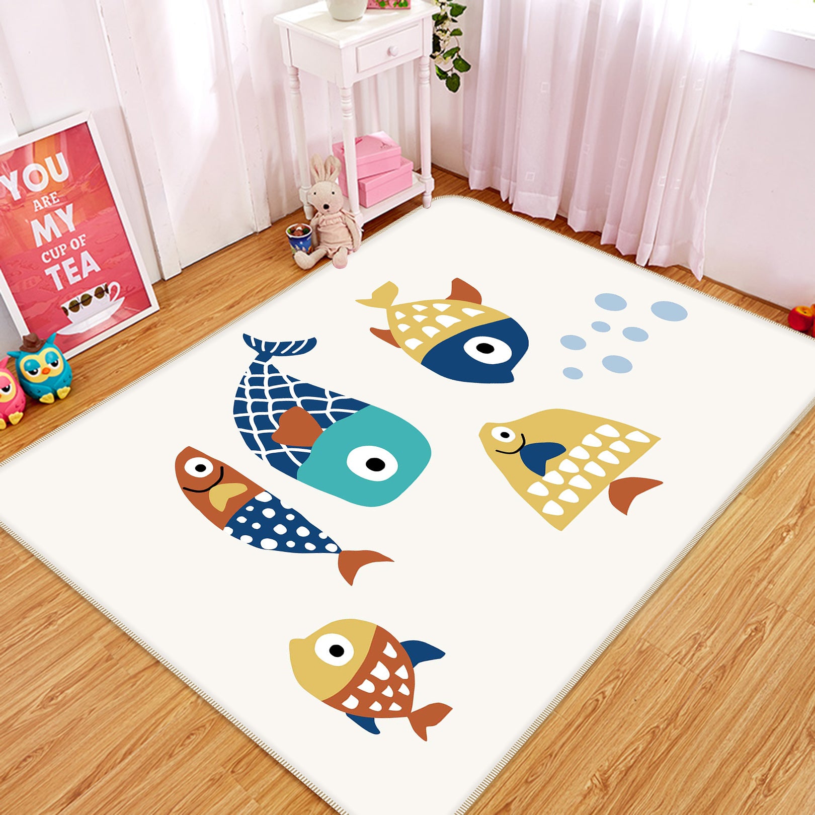 3D Cartoon Colorful Fish 1077 Boris Draschoff Rug Non Slip Rug Mat