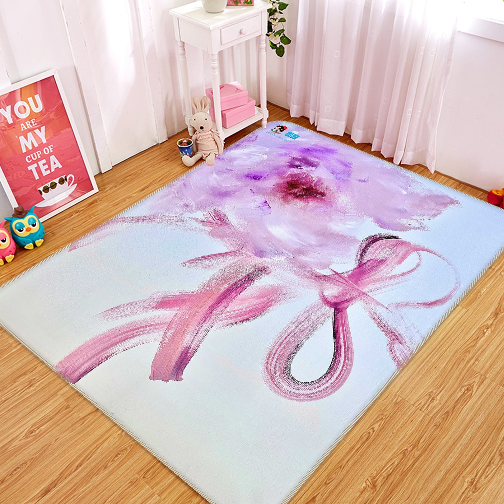 3D Pink Purple Flower 1179 Skromova Marina Rug Non Slip Rug Mat