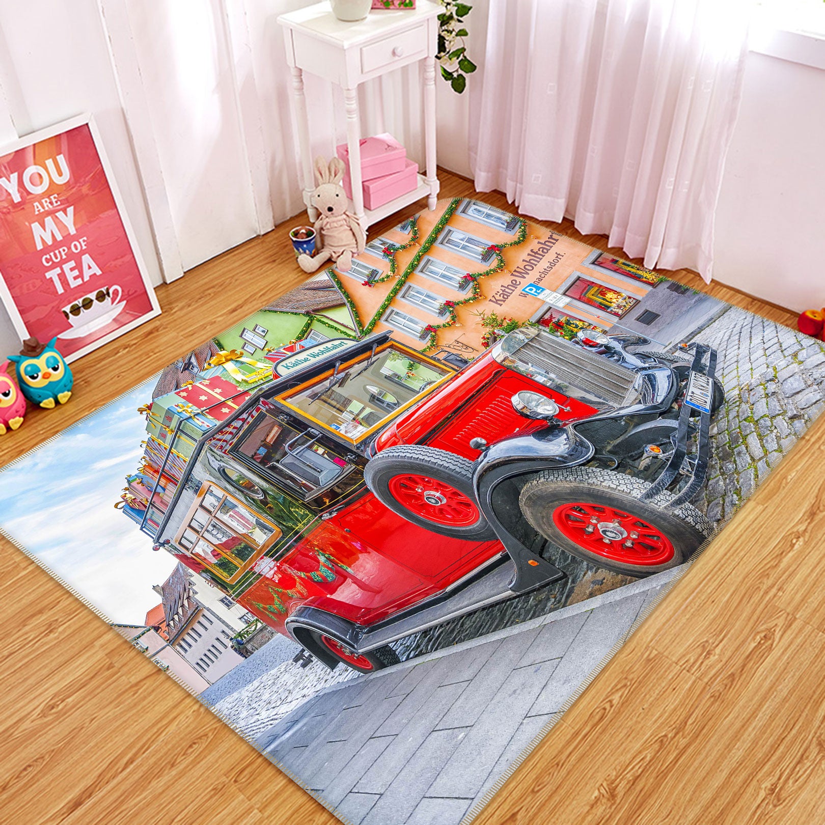 3D Red Car 67237 Vehicle Non Slip Rug Mat