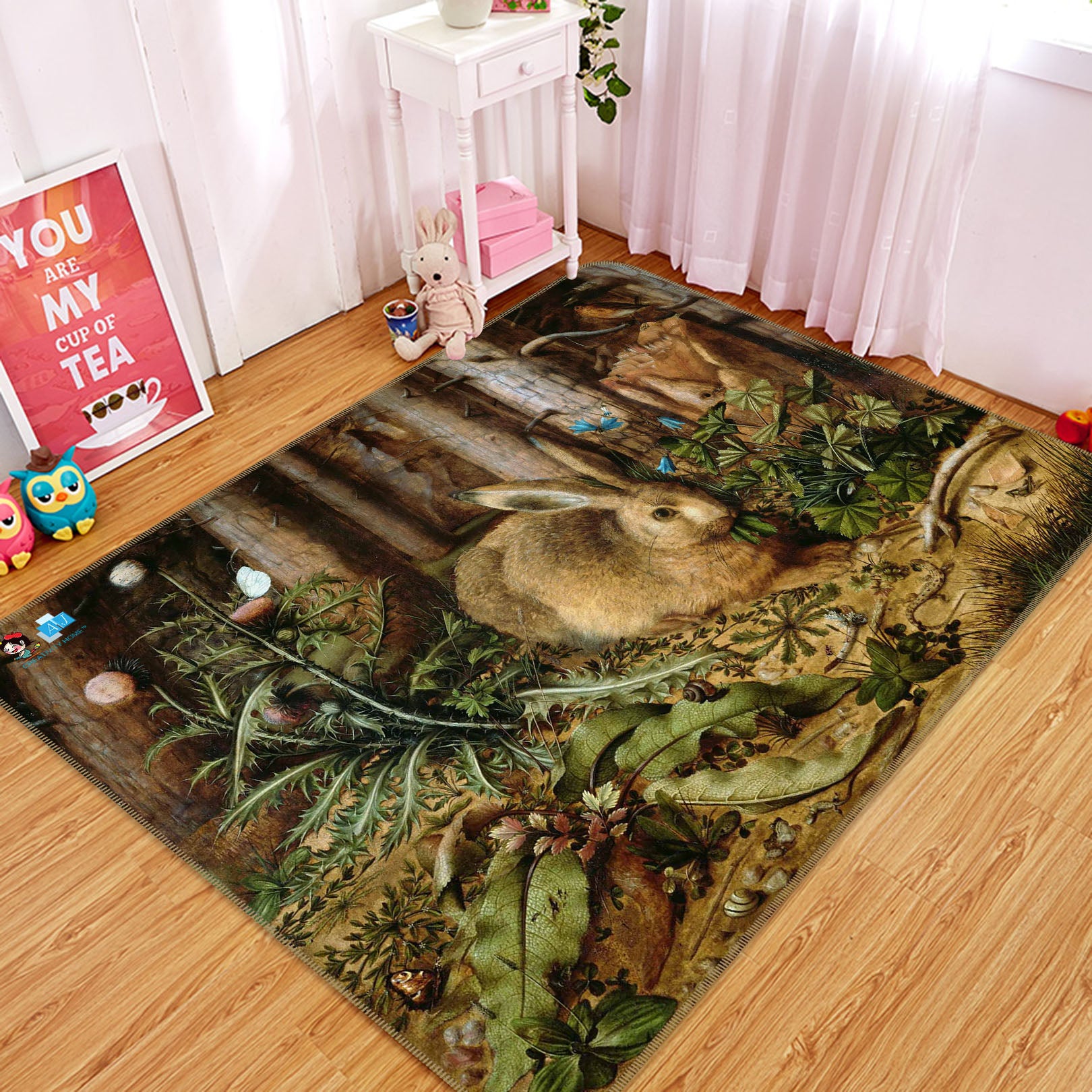 3D Jungle Rabbit 66127 Non Slip Rug Mat