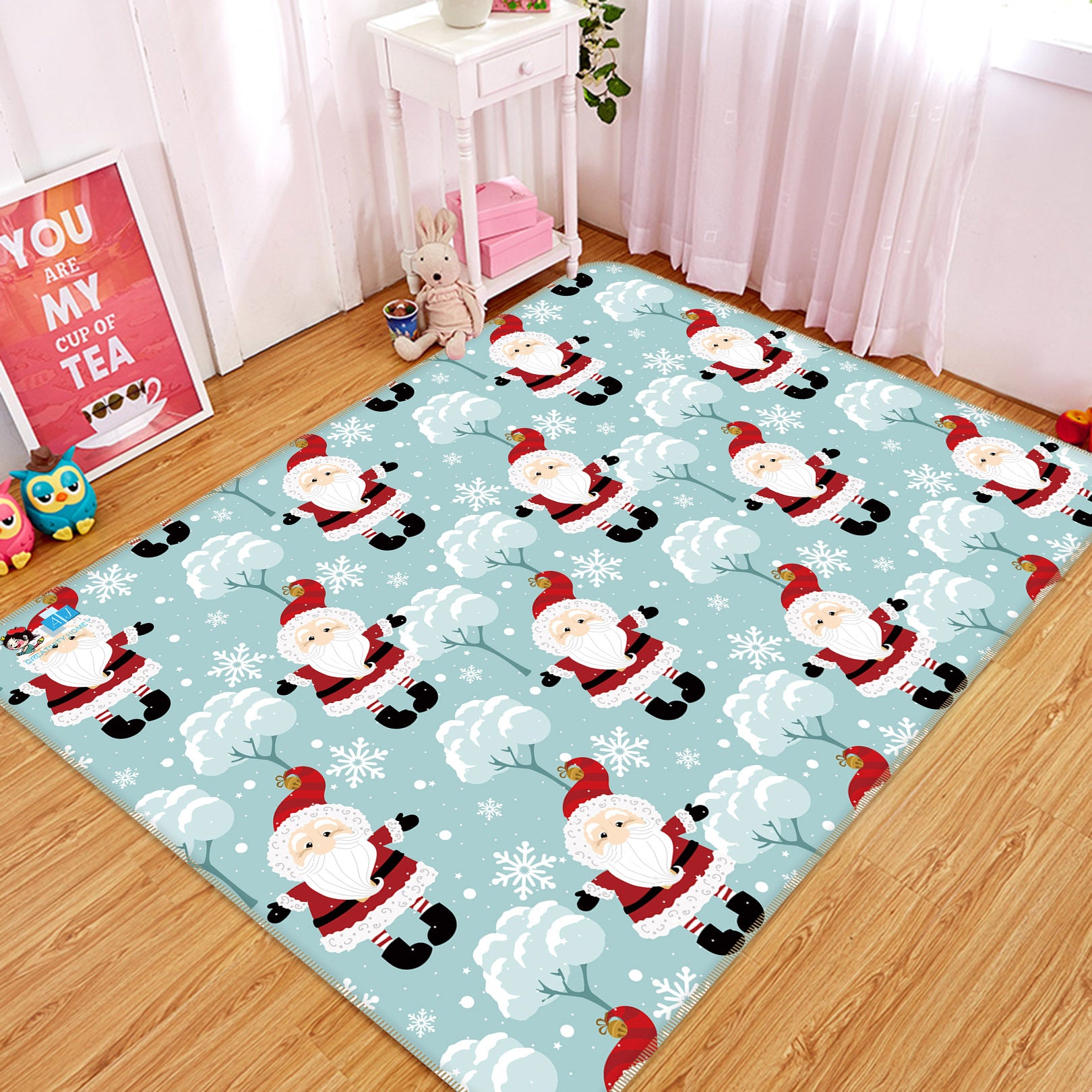 3D Santa Claus Pattern 55088 Christmas Non Slip Rug Mat Xmas