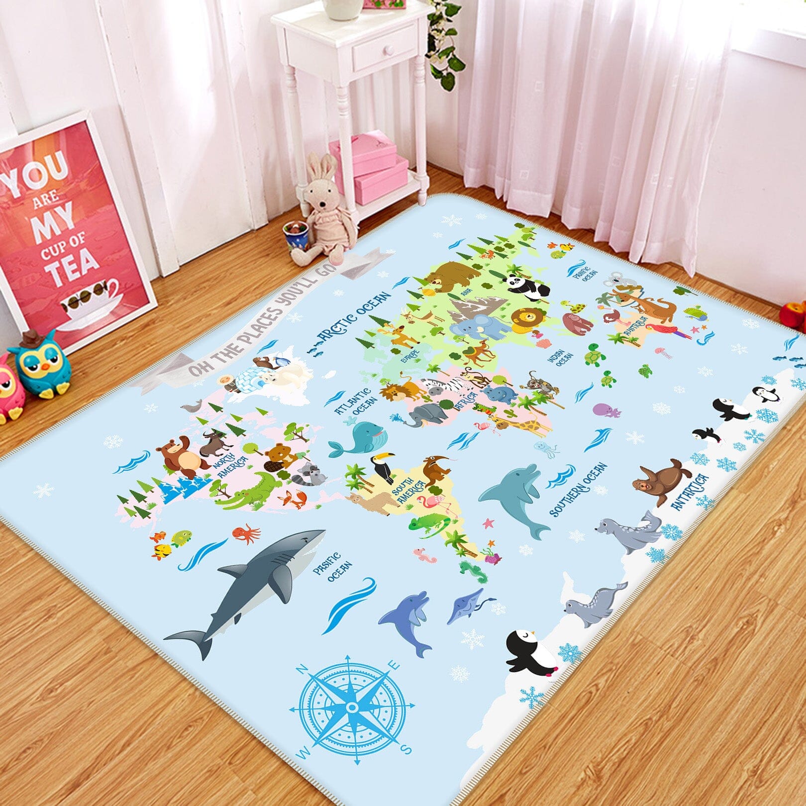 3D Animal Collection 312 World Map Non Slip Rug Mat Mat AJ Creativity Home 