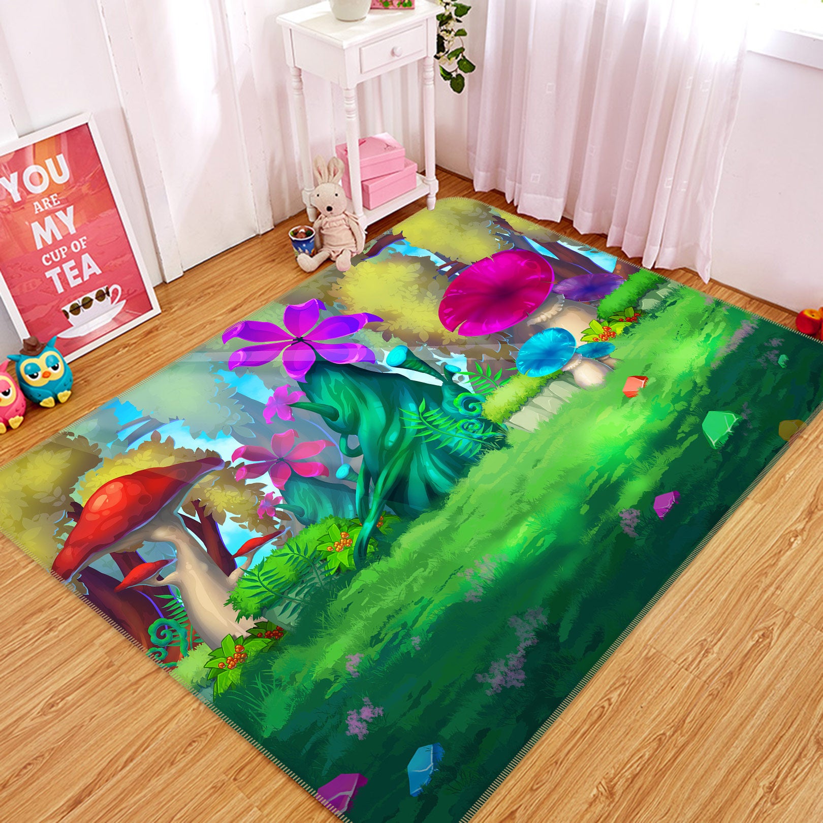 3D Jungle Mushroom Tree 77128 Non Slip Rug Mat