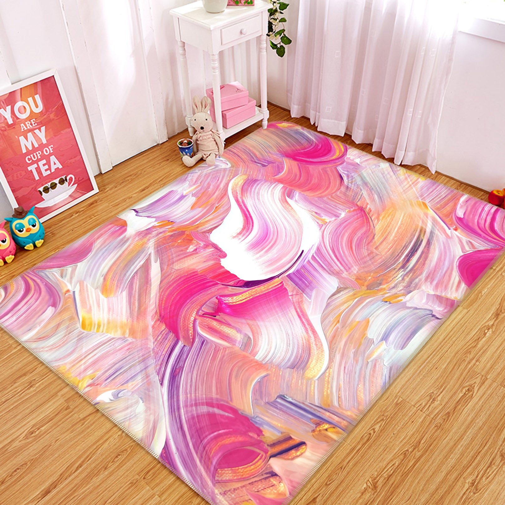3D Pink Color 30196 Non Slip Rug Mat