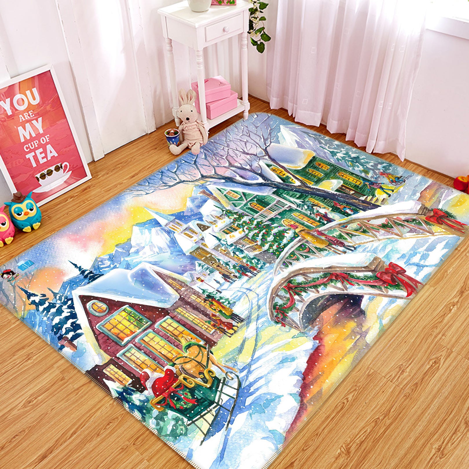 3D Snow House 55009 Christmas Non Slip Rug Mat Xmas