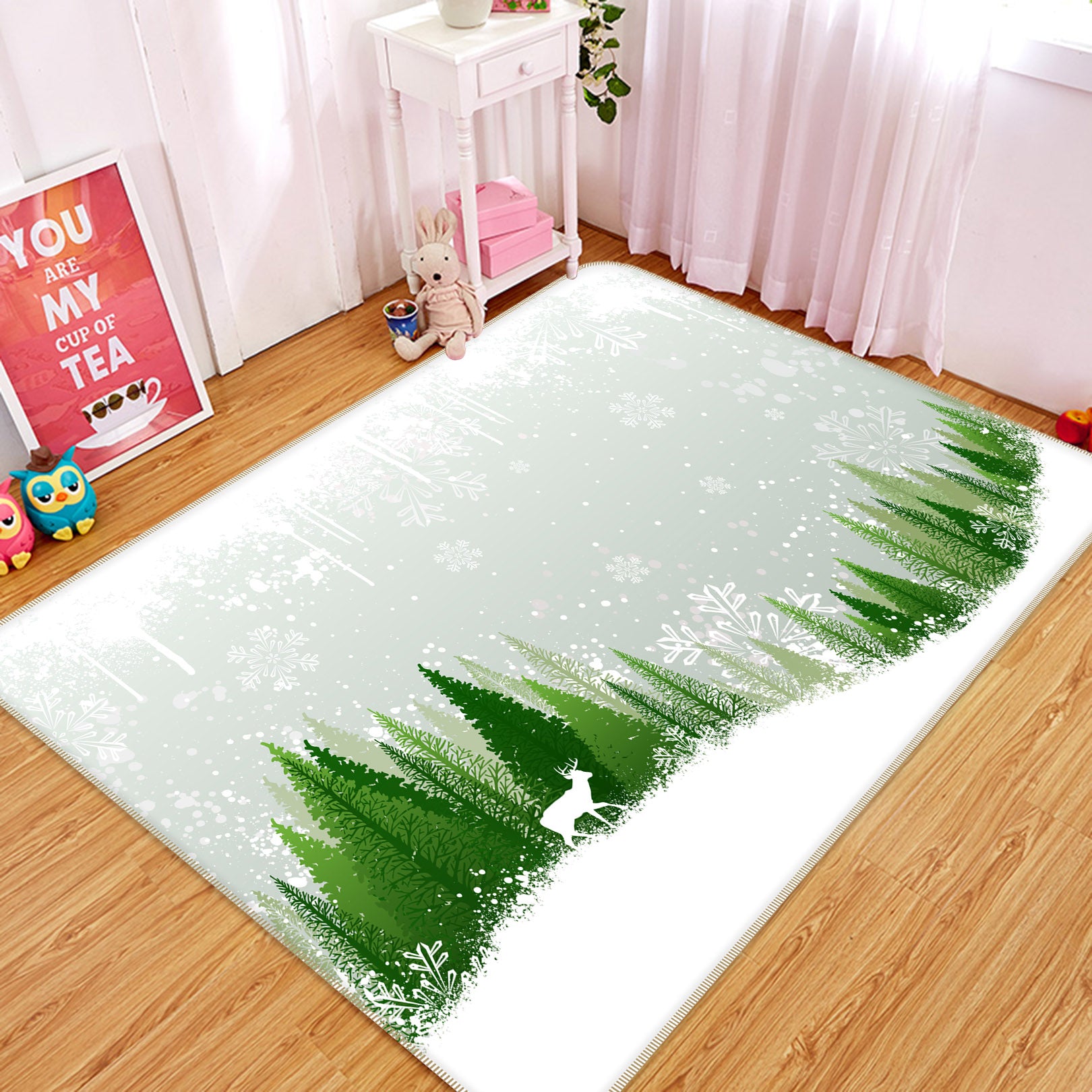 3D Snowfield Tree 34192 Non Slip Rug Mat