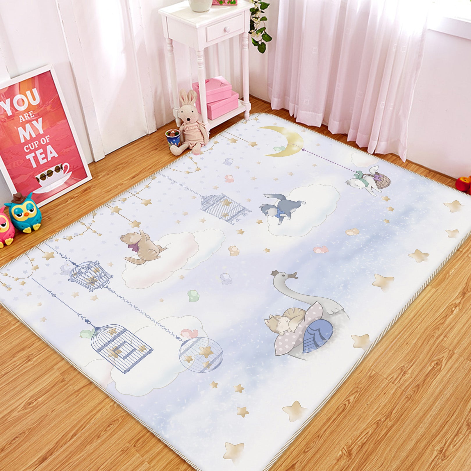 3D Star Moon Swan 34046 Non Slip Rug Mat
