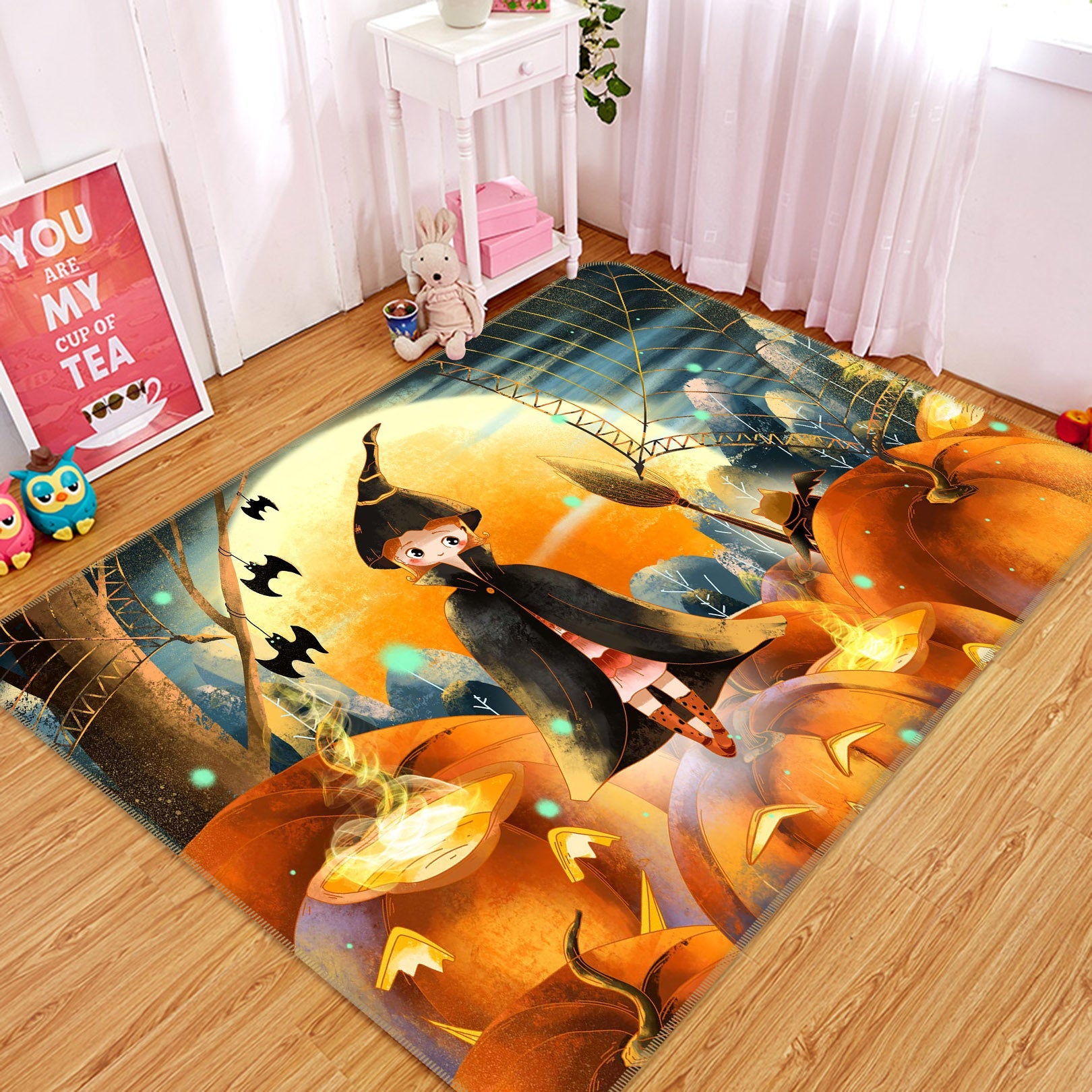 3D Witch Pumpkin Moon 209 Halloween Non Slip Rug Mat Mat AJ Creativity Home 