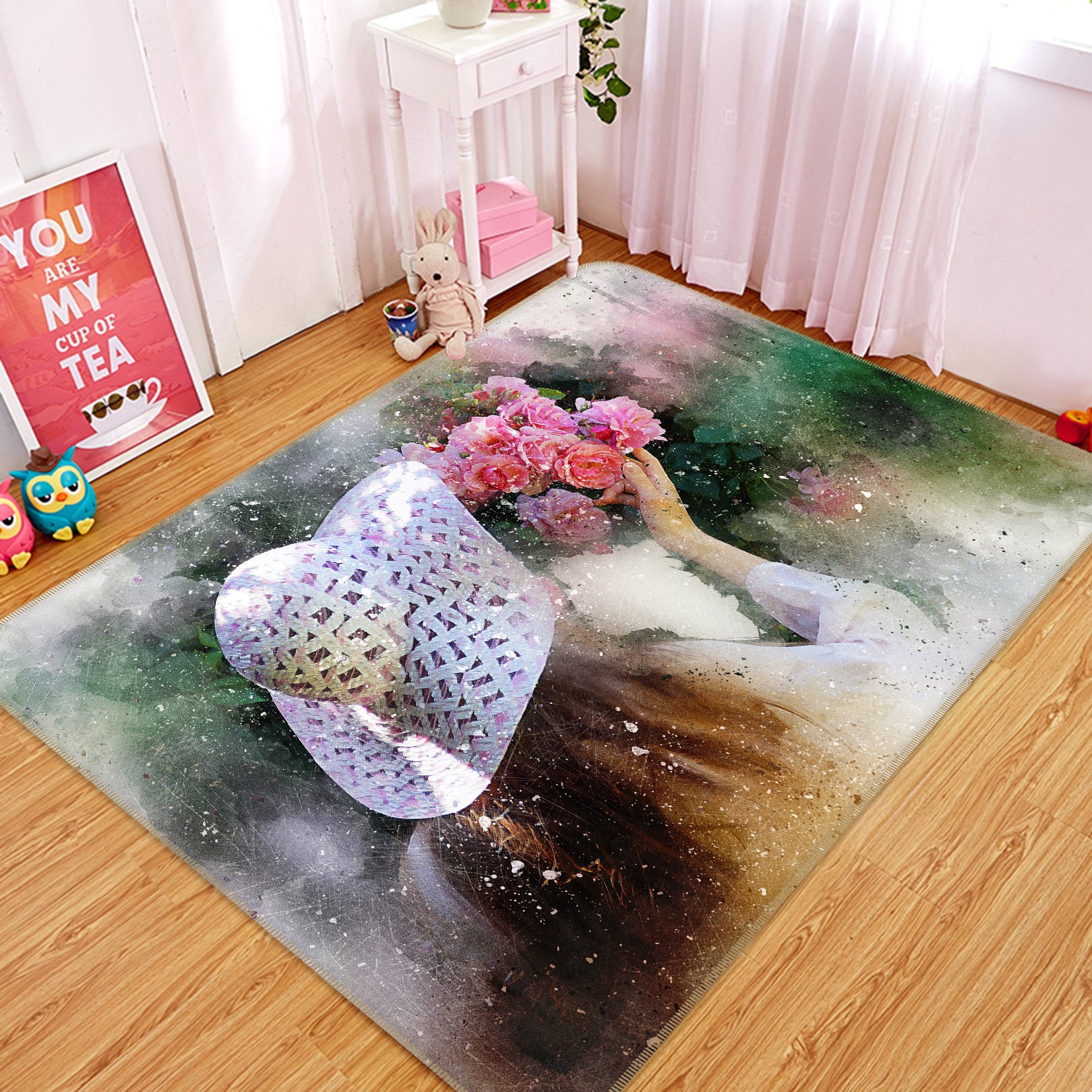 3D Flowers 36165 Non Slip Rug Mat