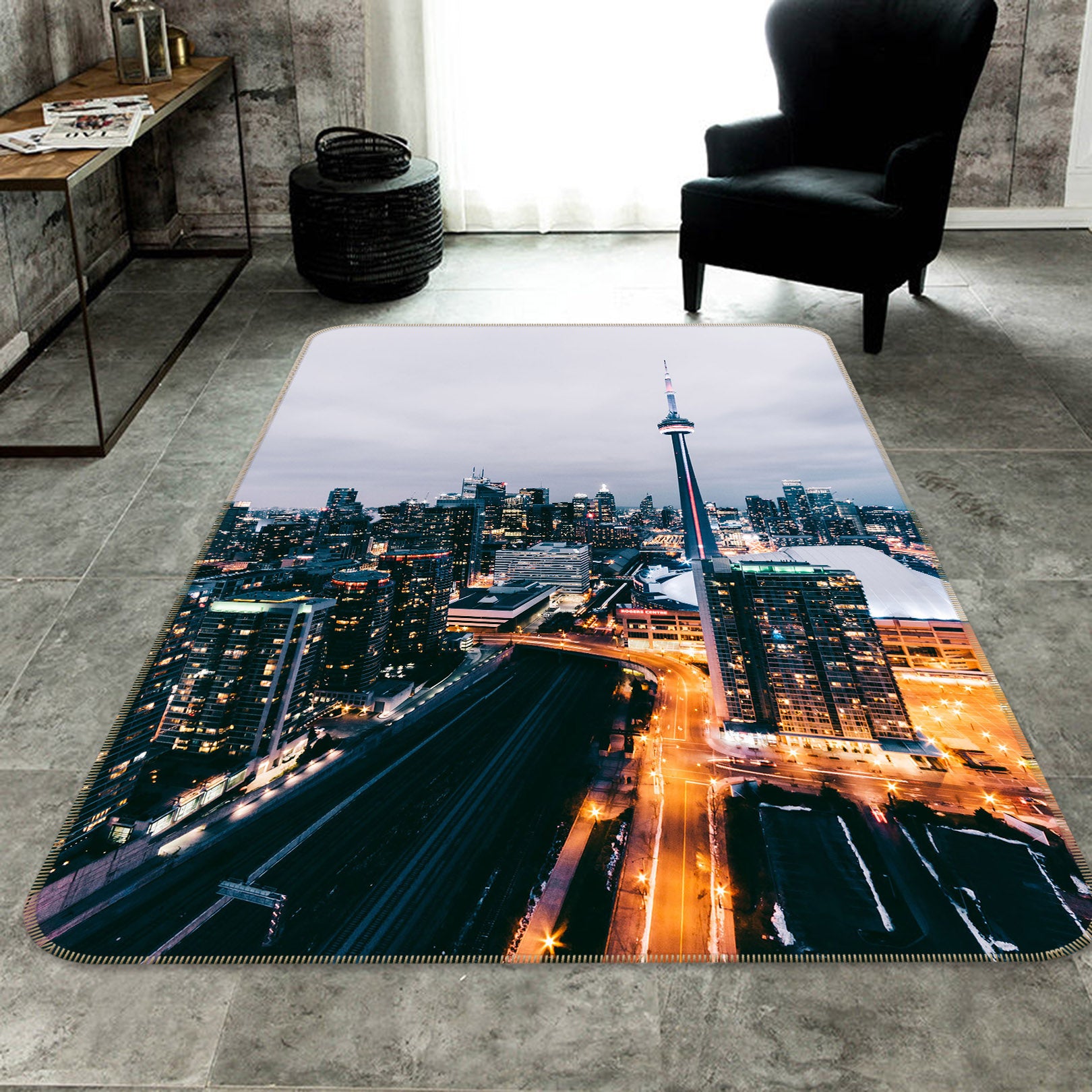 3D High-Rise Building Street 65160 Non Slip Rug Mat