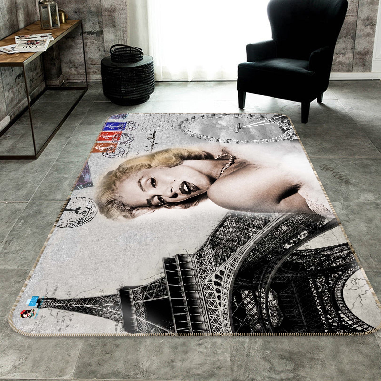 3D Marilyn Monroe Iron Tower 66110 Non Slip Rug Mat