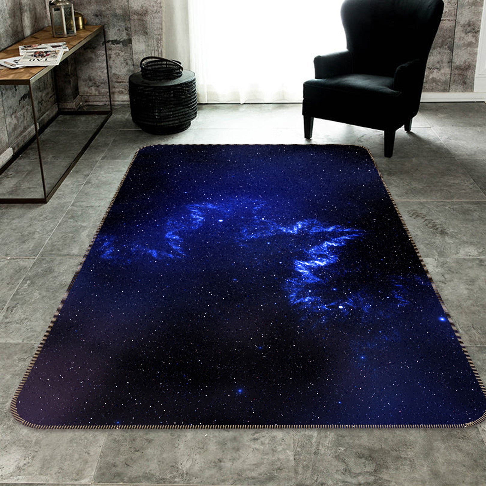 3D Dark Blue Starry 31137 Non Slip Rug Mat