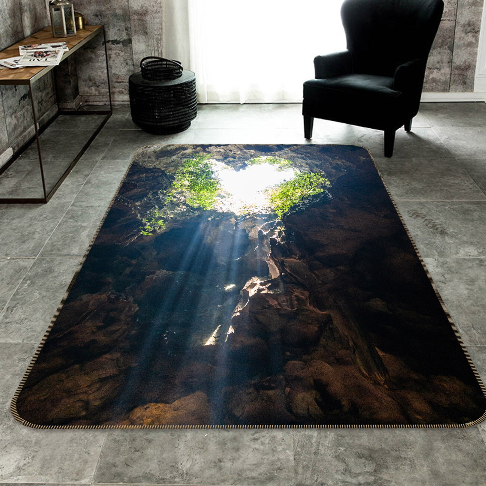 3D Stone Cave 26057 Non Slip Rug Mat