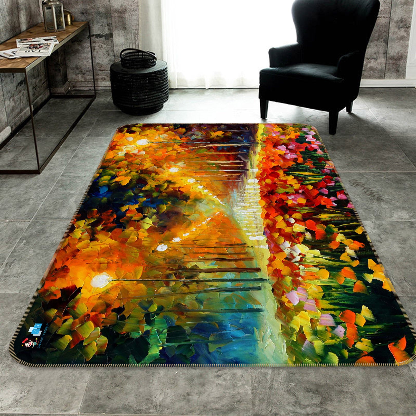 3D Flower Street Light 66125 Non Slip Rug Mat