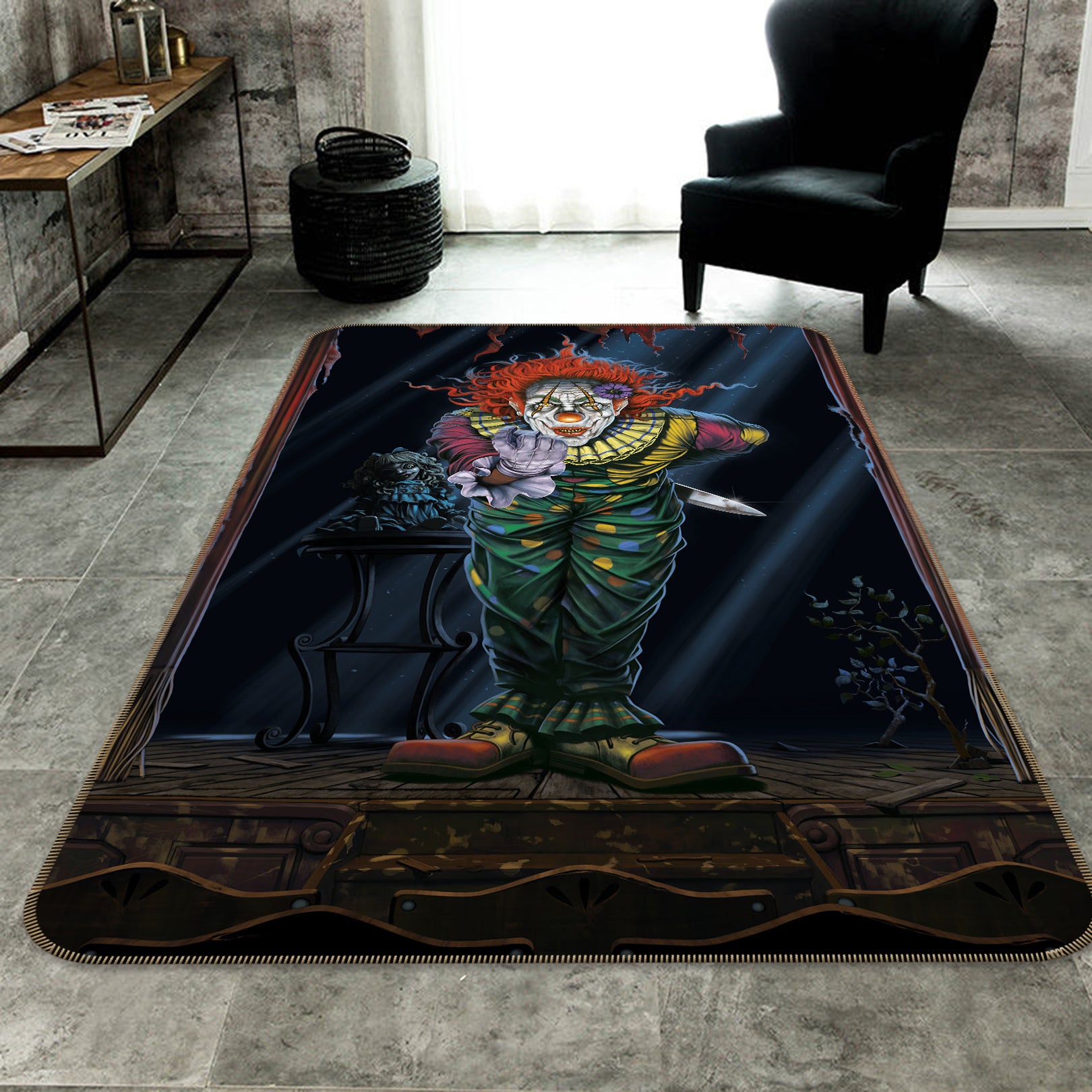 3D Surprise Clown 84260 Vincent Hie Rug Non Slip Rug Mat