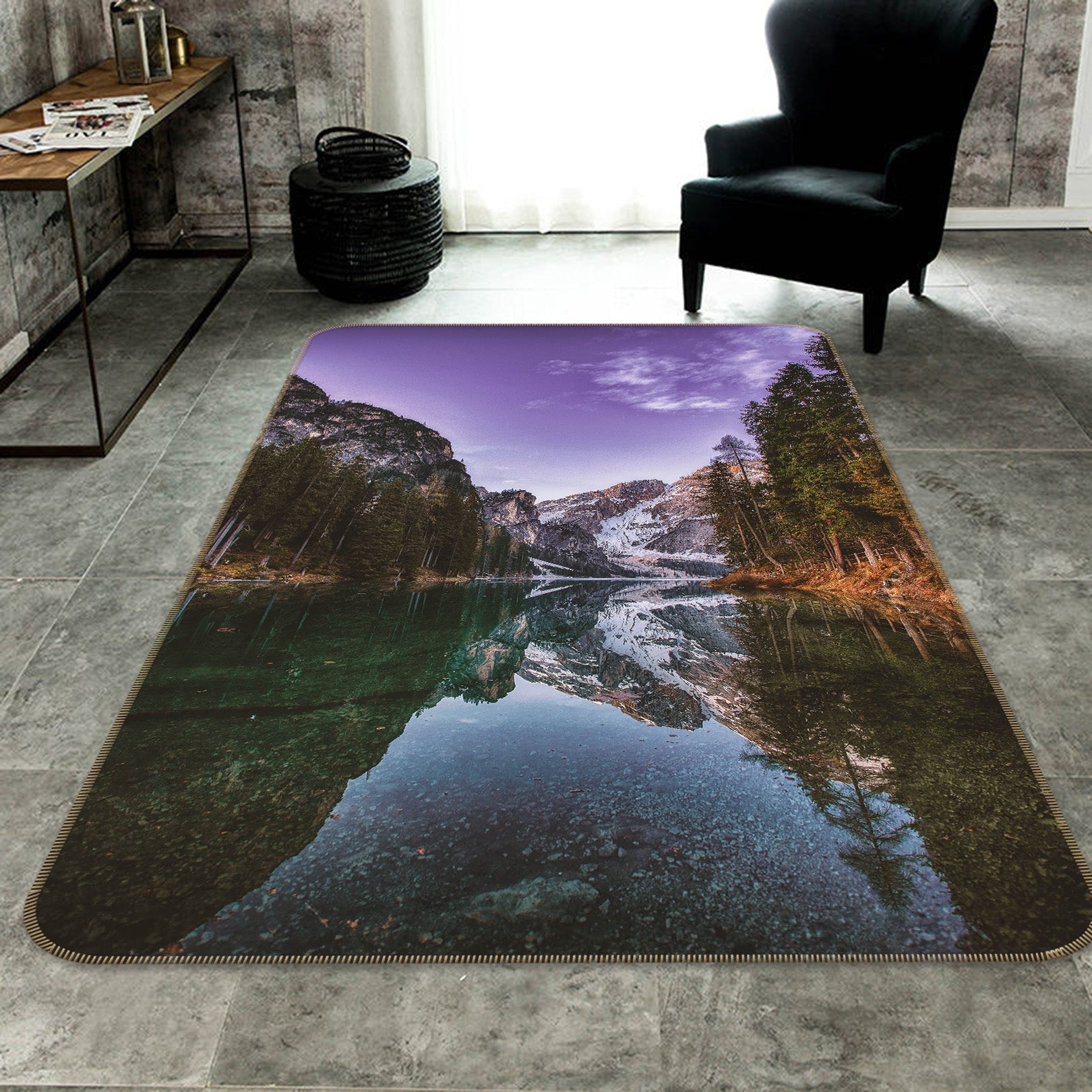 3D Mountains Rivers 65158 Non Slip Rug Mat