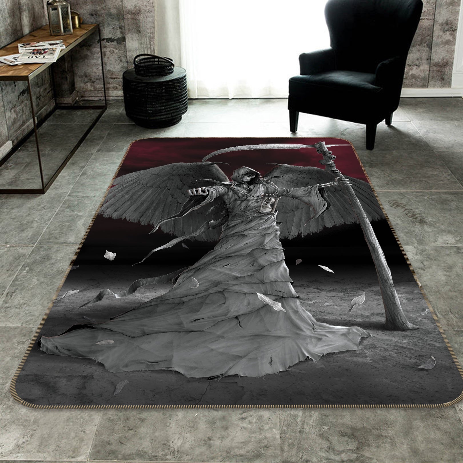 3D Grey Death 84266 Vincent Hie Rug Non Slip Rug Mat