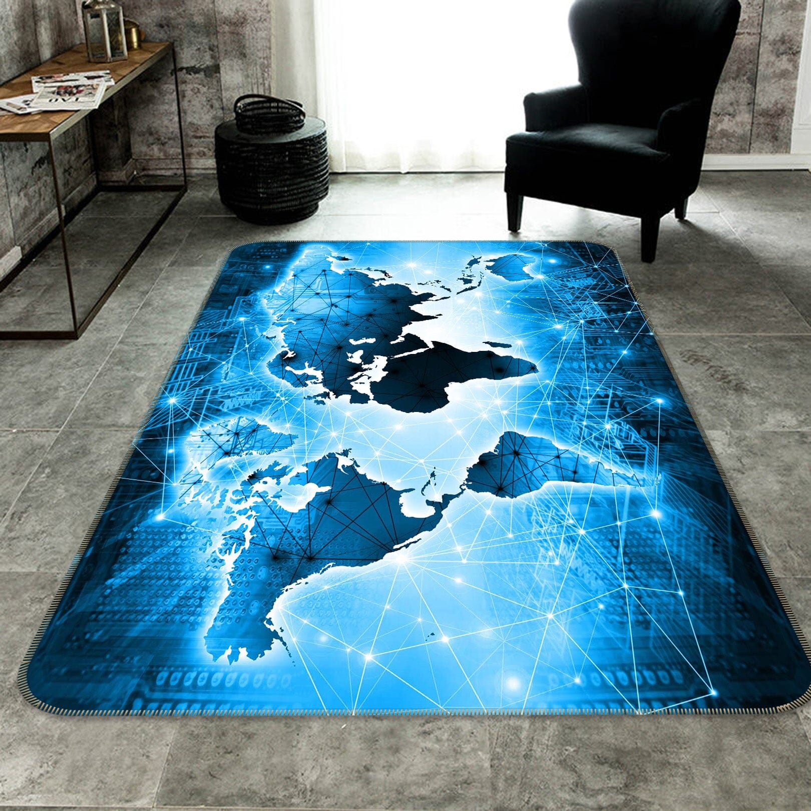 3D Blue World 251 World Map Non Slip Rug Mat Mat AJ Creativity Home 