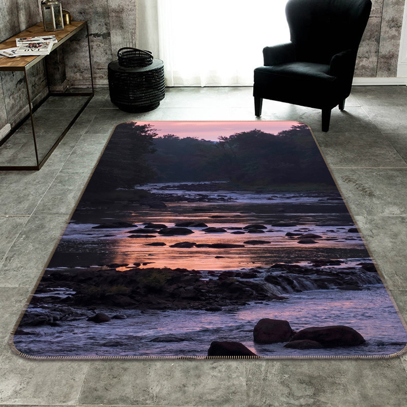 3D Twilight River 1036 Jerry LoFaro Rug Non Slip Rug Mat