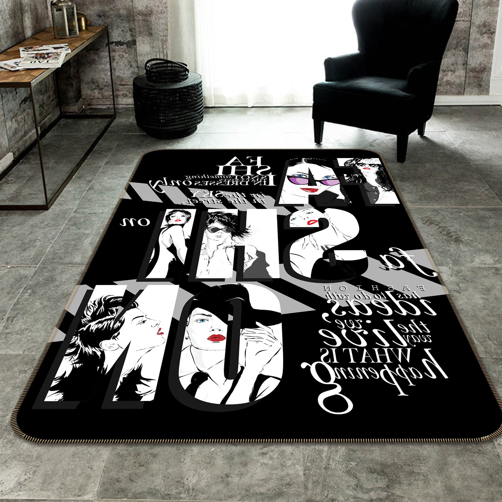 3D Black Sunglasses 1059 Non Slip Rug Mat