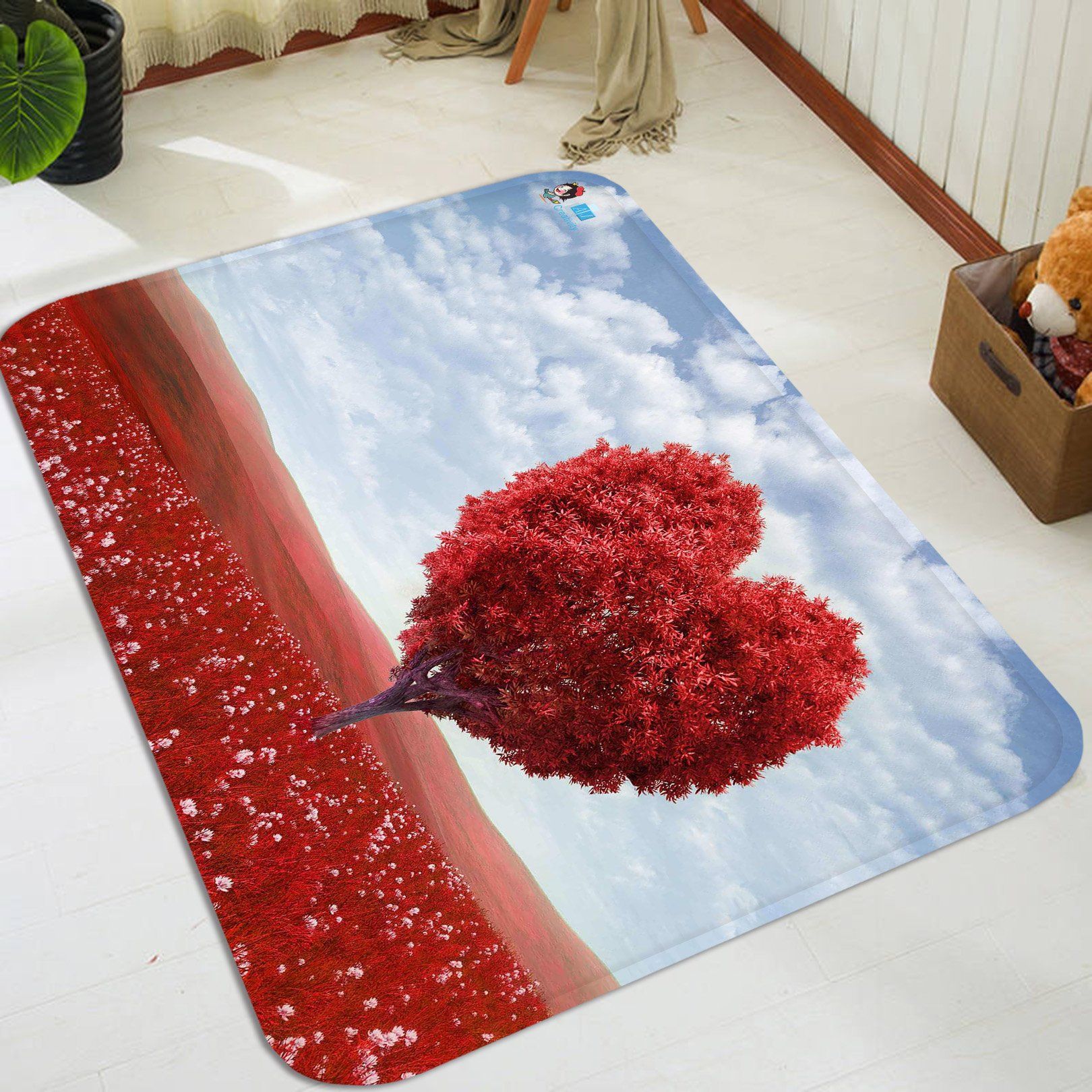3D Red Heart Shaped Tree 49 Non Slip Rug Mat Mat AJ Creativity Home 
